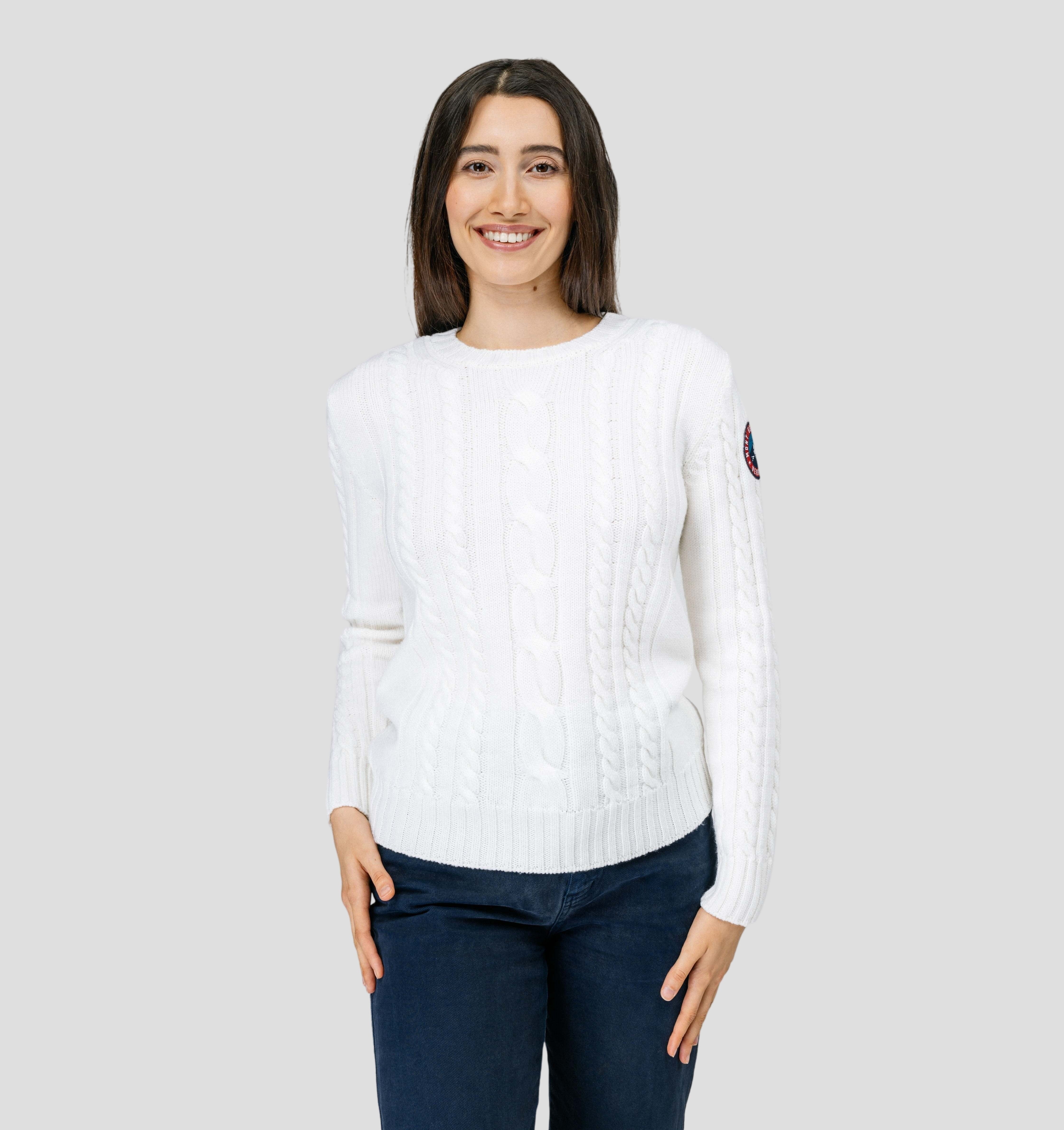 Cable Knit Merino Sweater - Cream White / XS