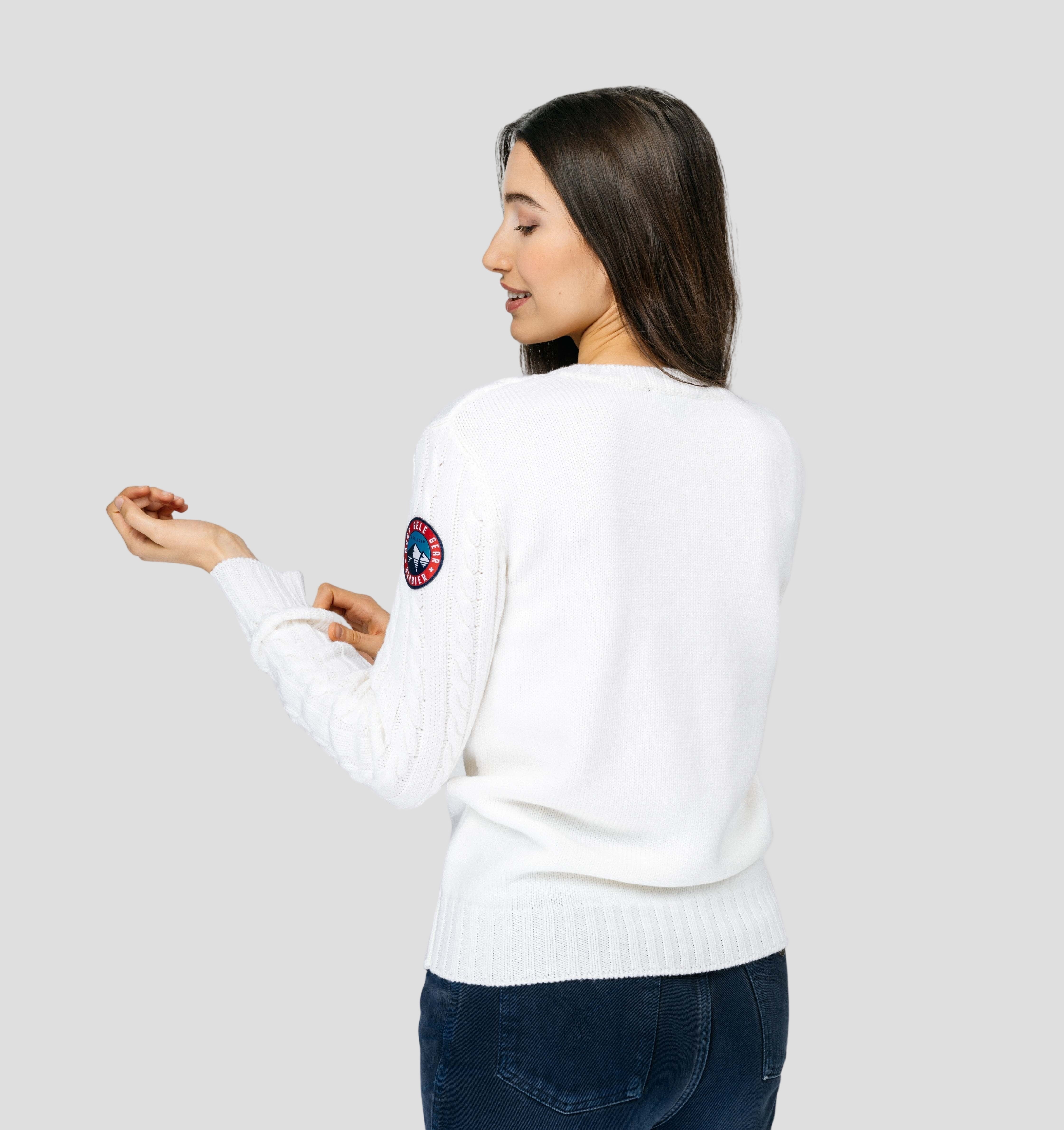 Cable Knit Merino Sweater - Cream White / XS