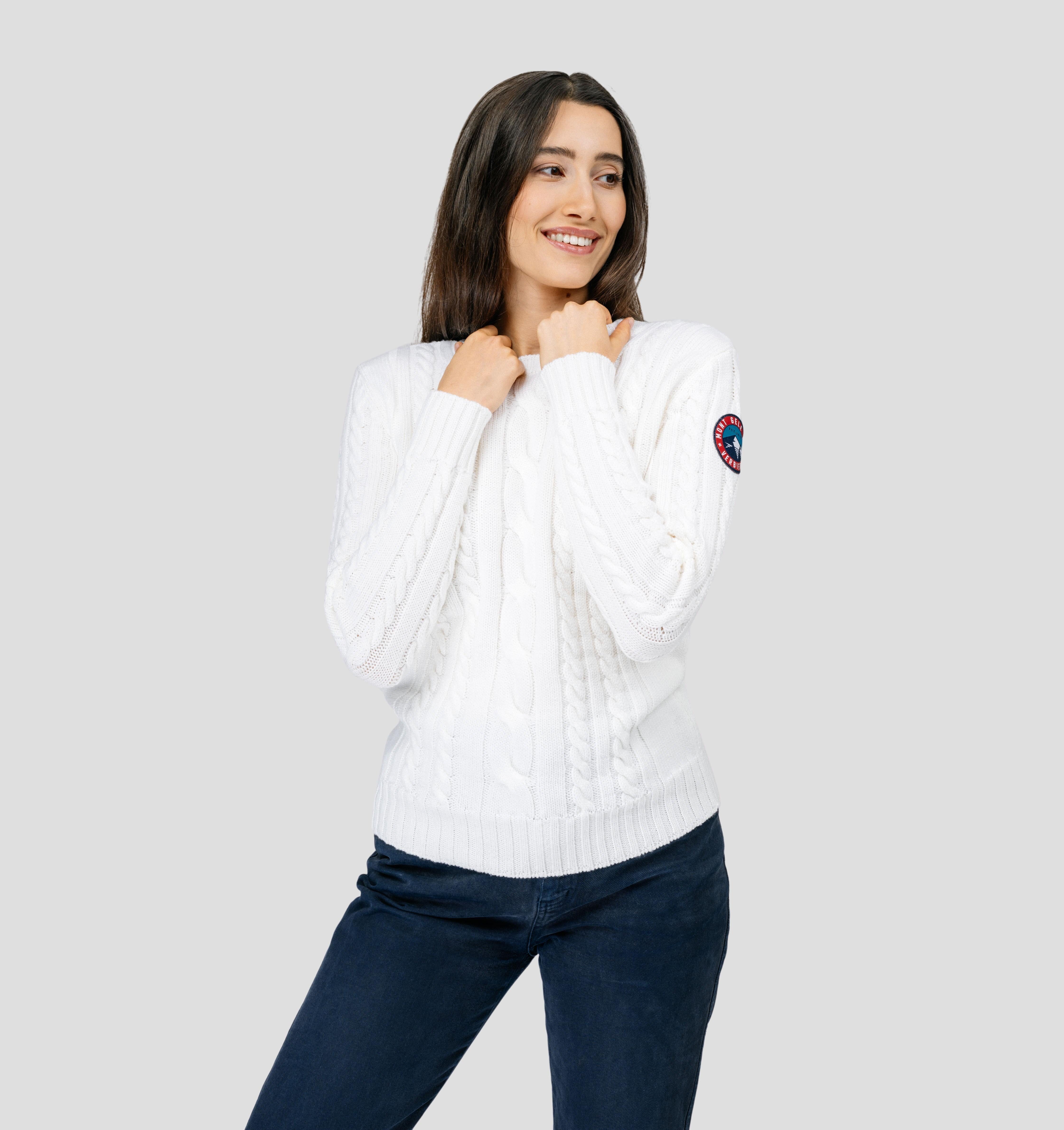 Cable Knit Merino Sweater - Cream White / XS