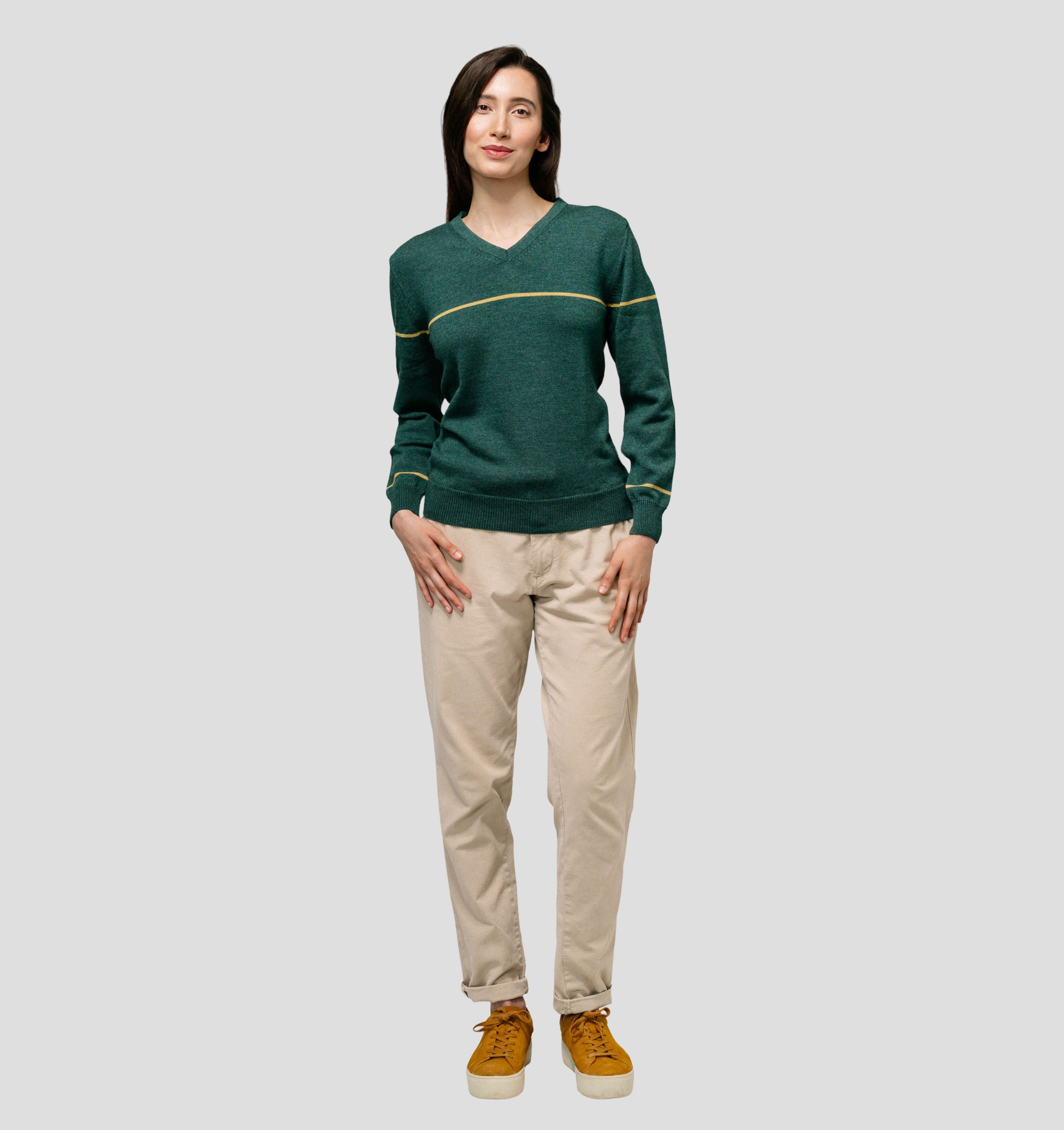 V-Neck Merino Sweater - Racing Green / XS