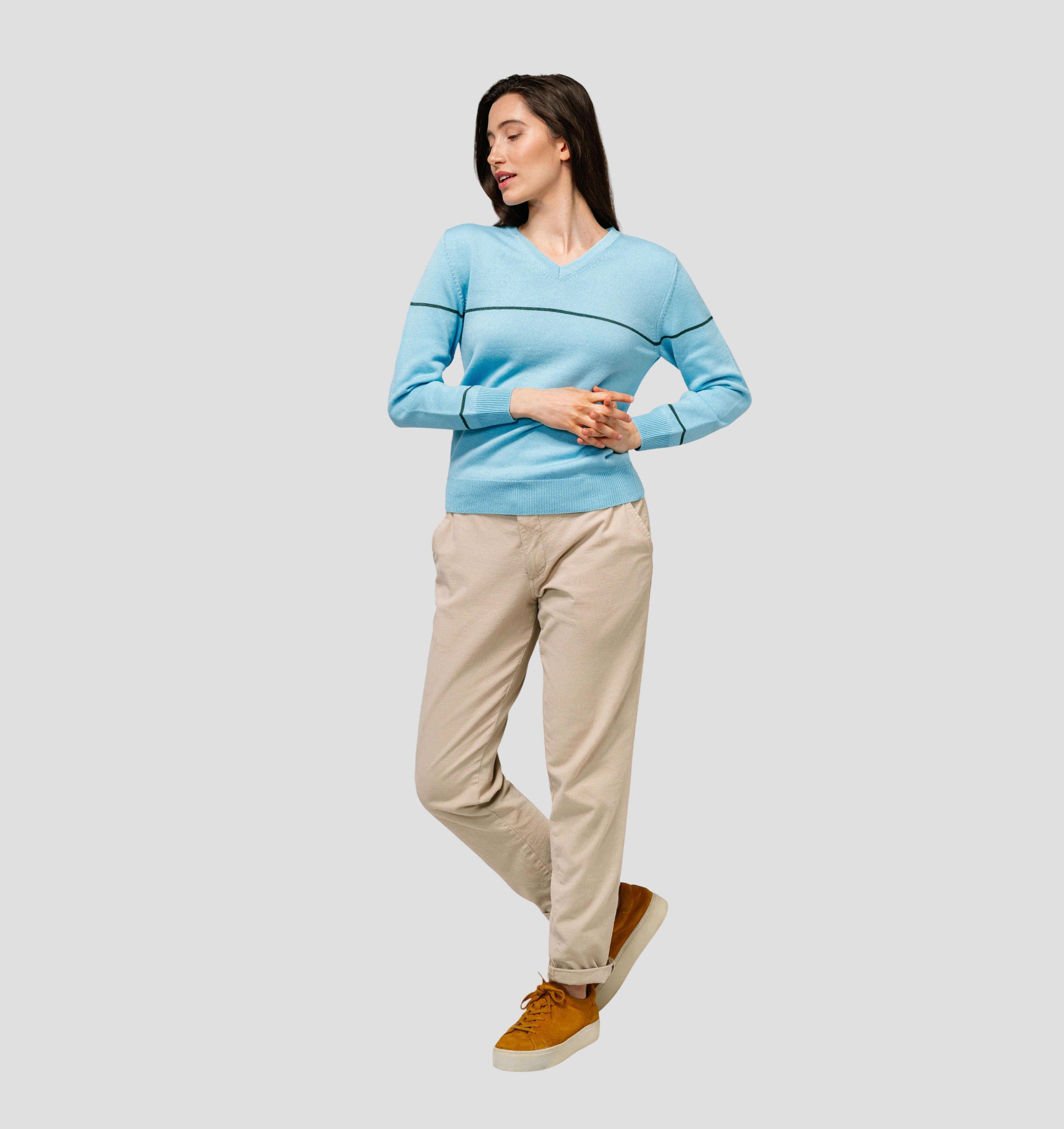 V-Neck Merino Sweater - Ice Blue / XS