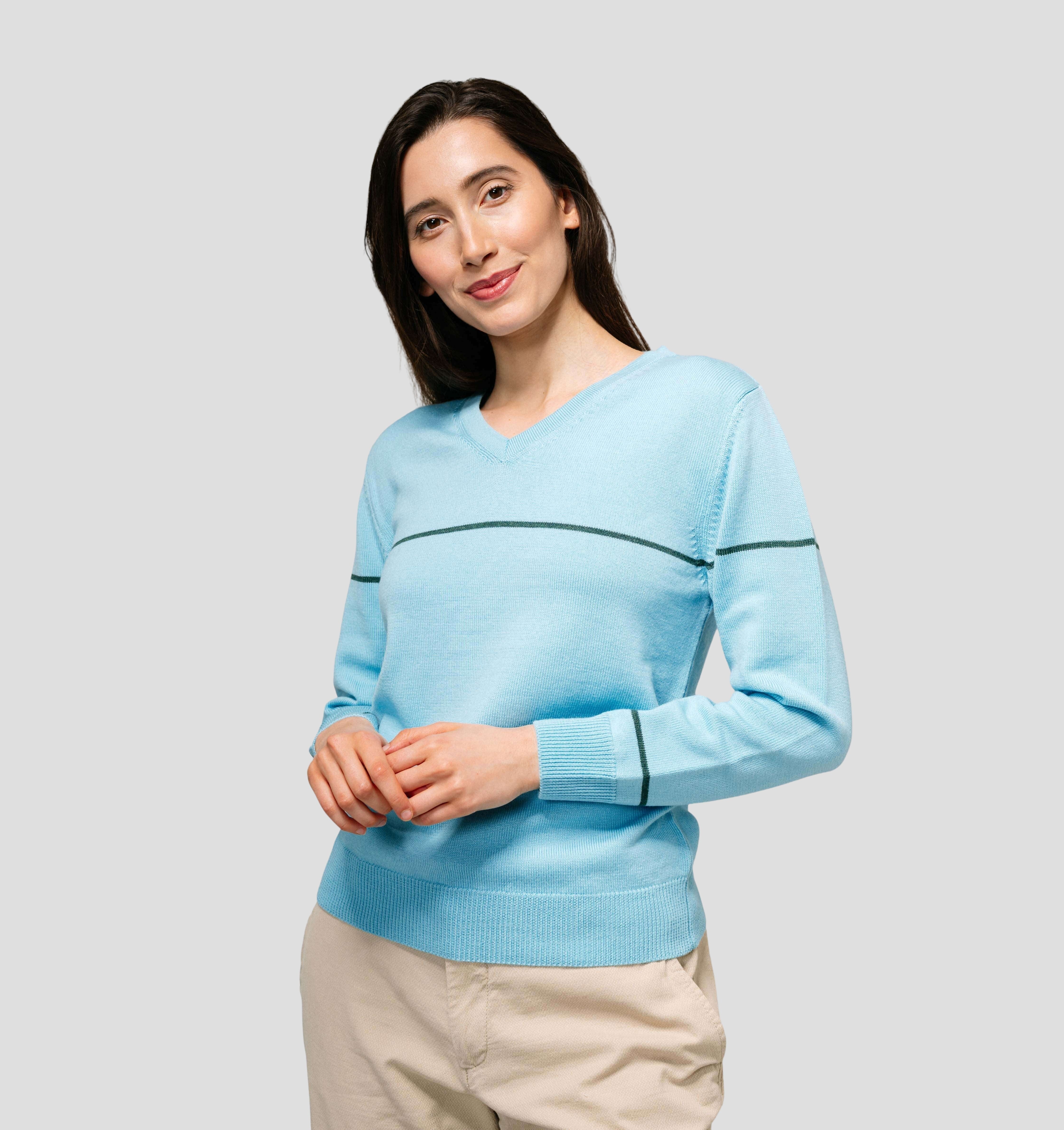V-Neck Merino Sweater - Ice Blue / XS