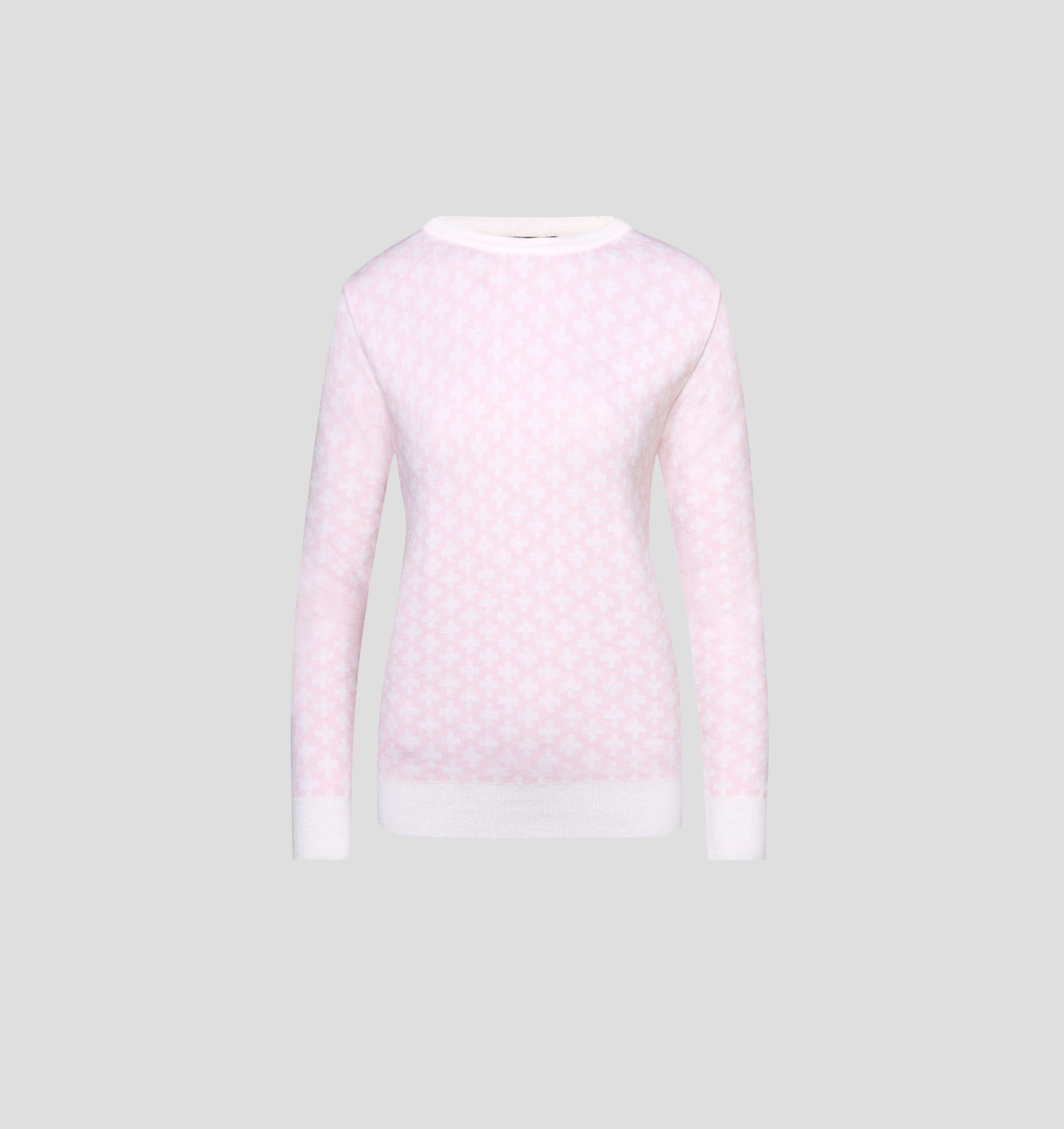 Swiss Cross Merino Sweater - Cream White / Baby Pink / XS
