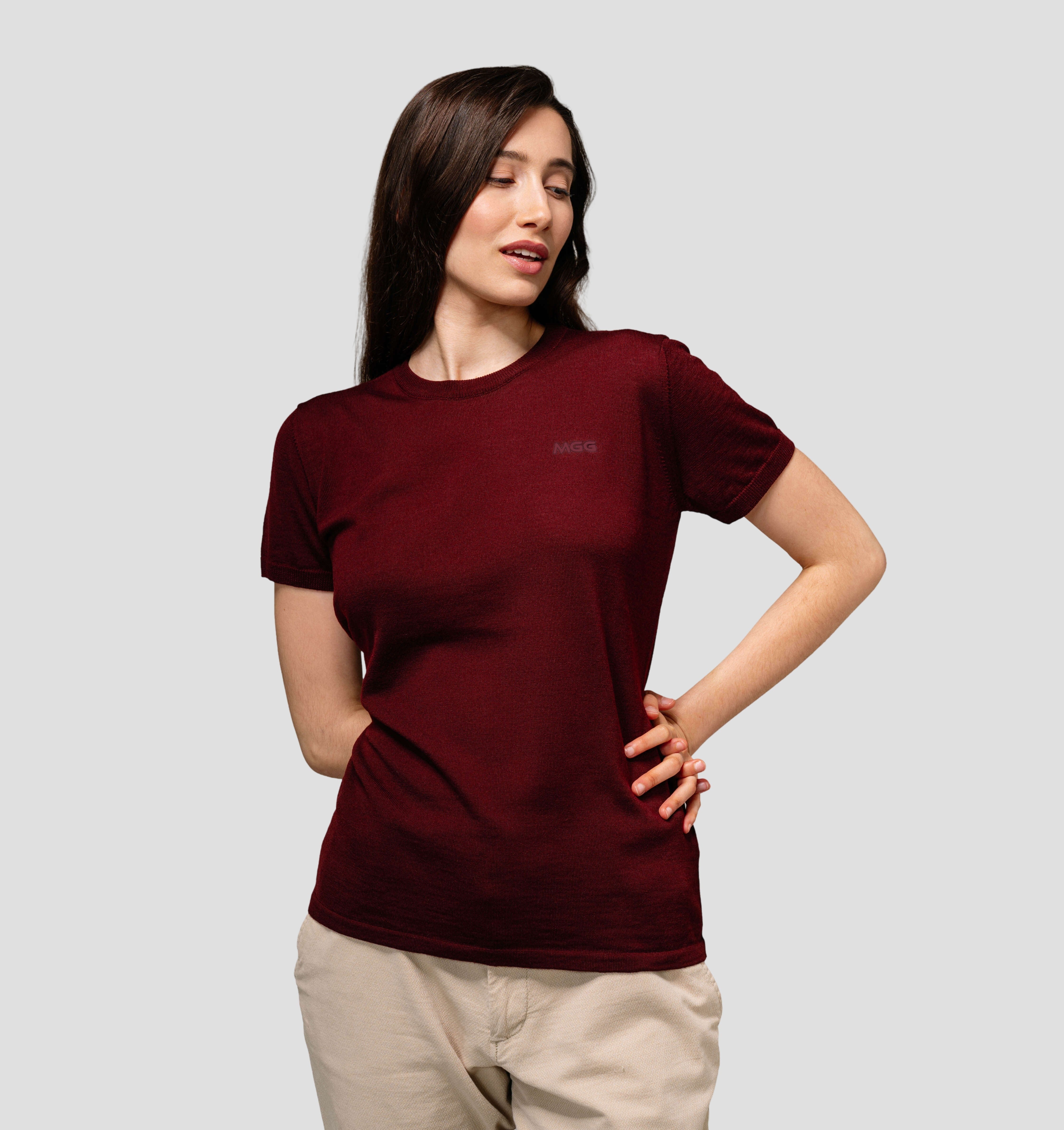 Merino CASHWOOL® SofTee | Classic - Burgundy Red / XS