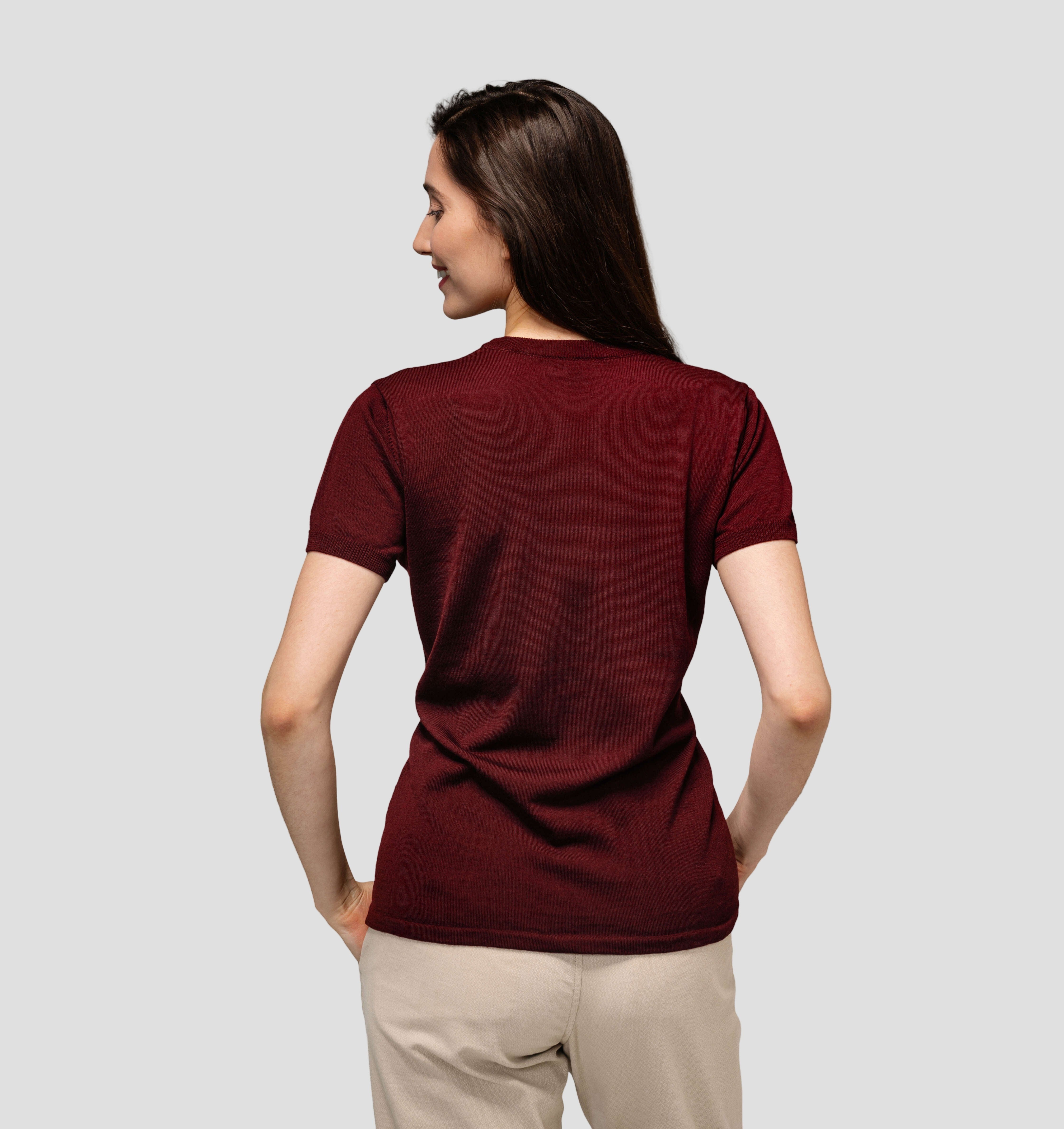 Merino CASHWOOL® SofTee | Classic - Burgundy Red / XS