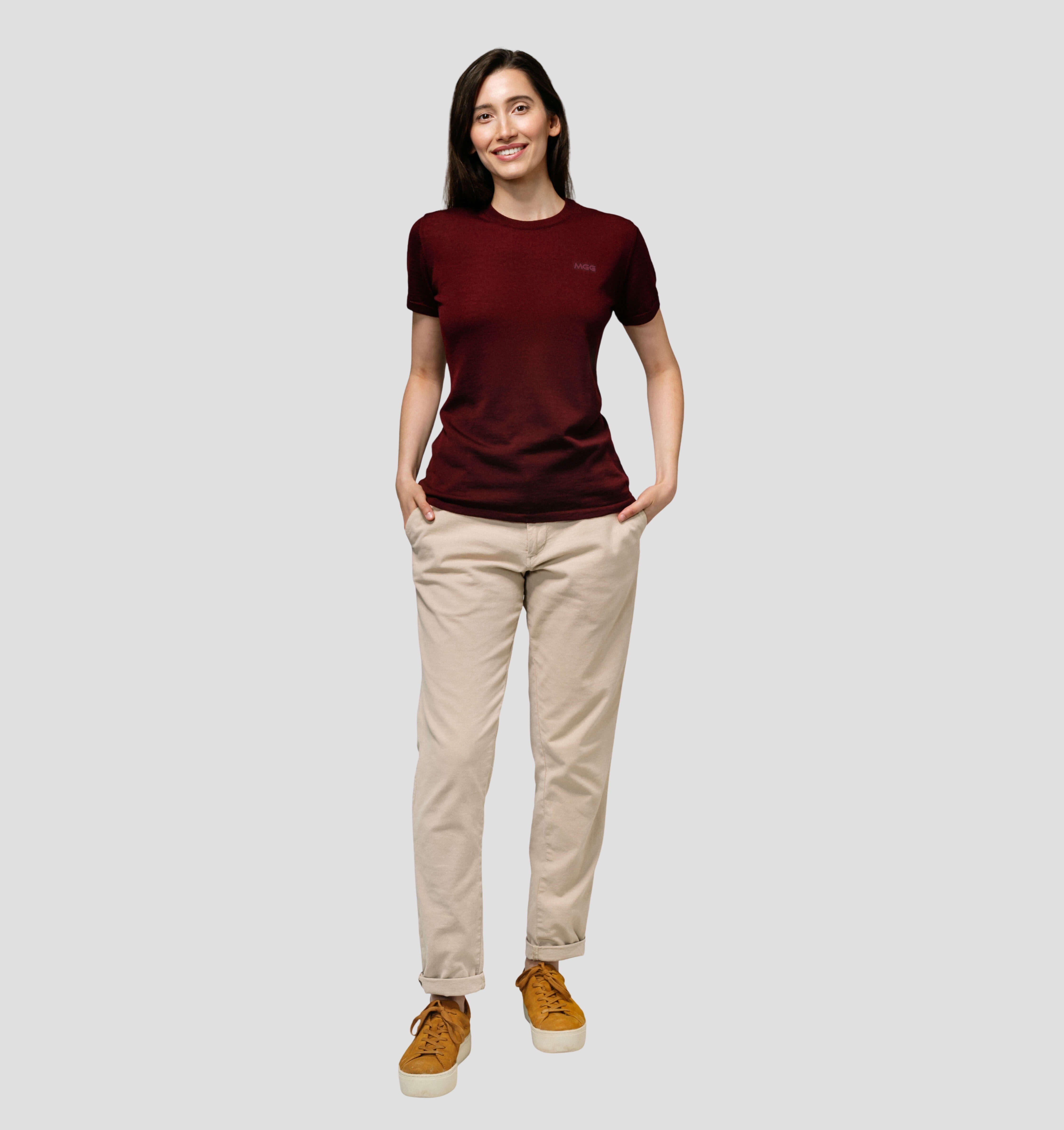 Merino CASHWOOL® SofTee | Classic - Burgundy Red / XS