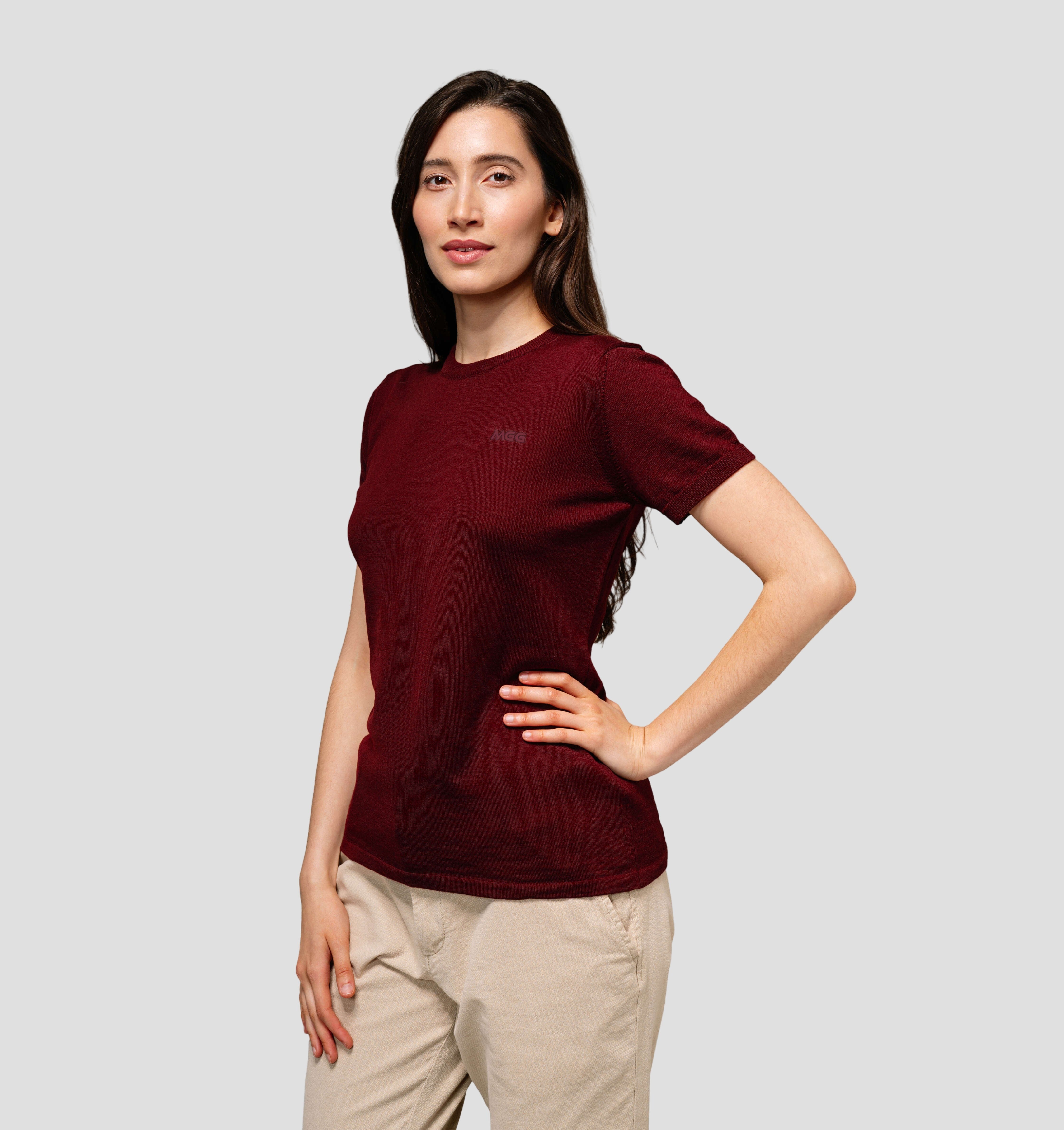 Merino CASHWOOL® SofTee | Classic - Burgundy Red / XS
