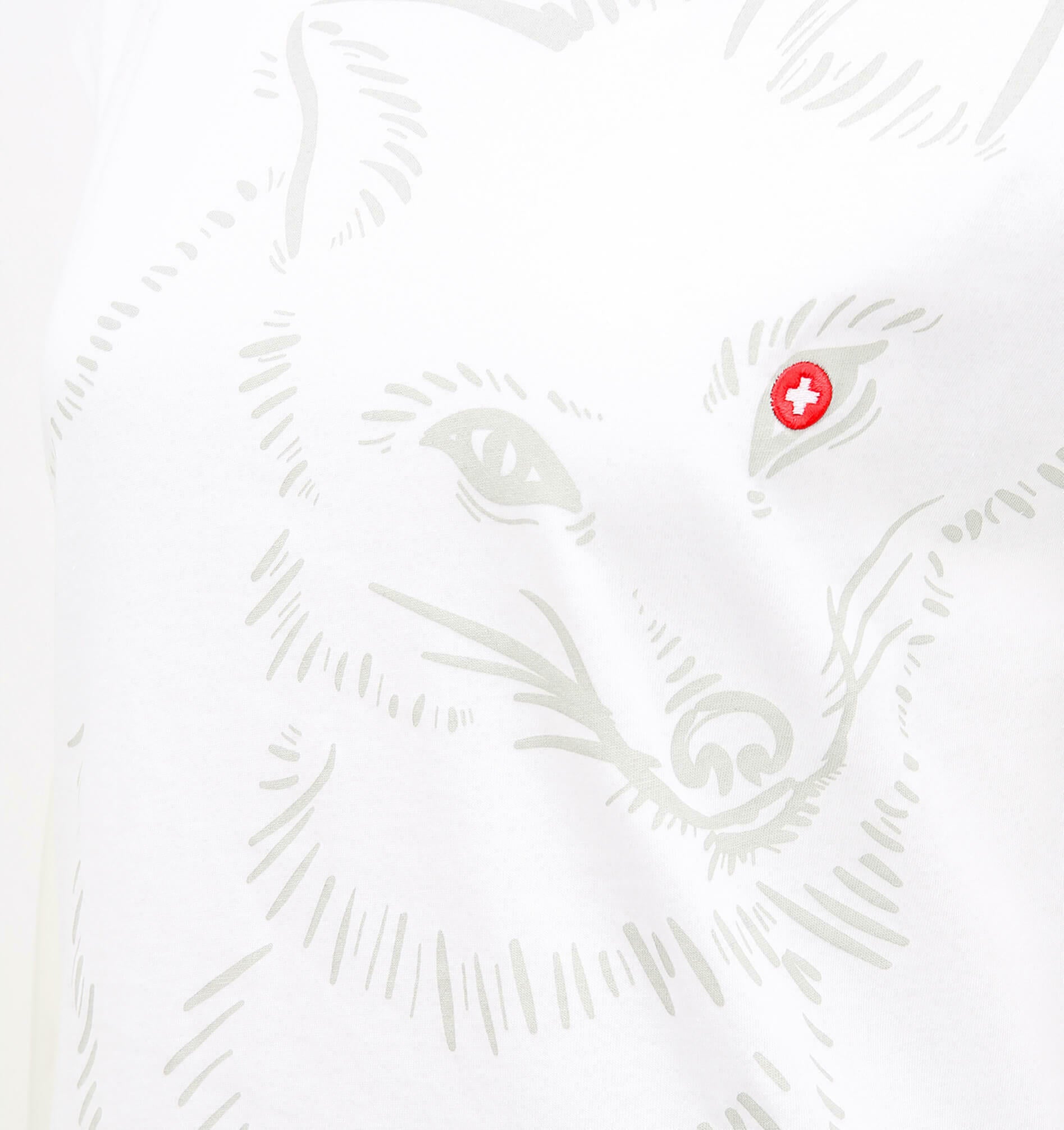 Cotton Loose Fit Fox Tee - Snow White / Stone Grey / XS