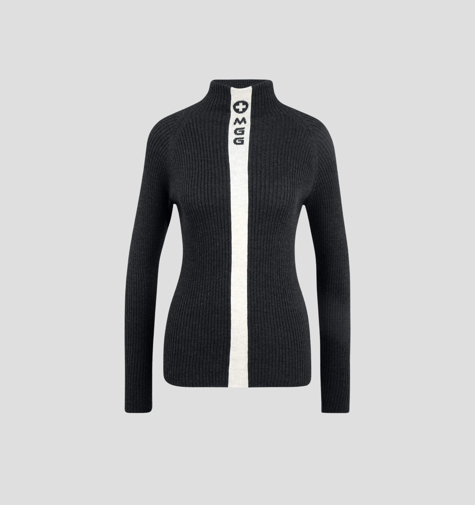 Stripe Merino Sweater - Onyx Black / Snow White / XS