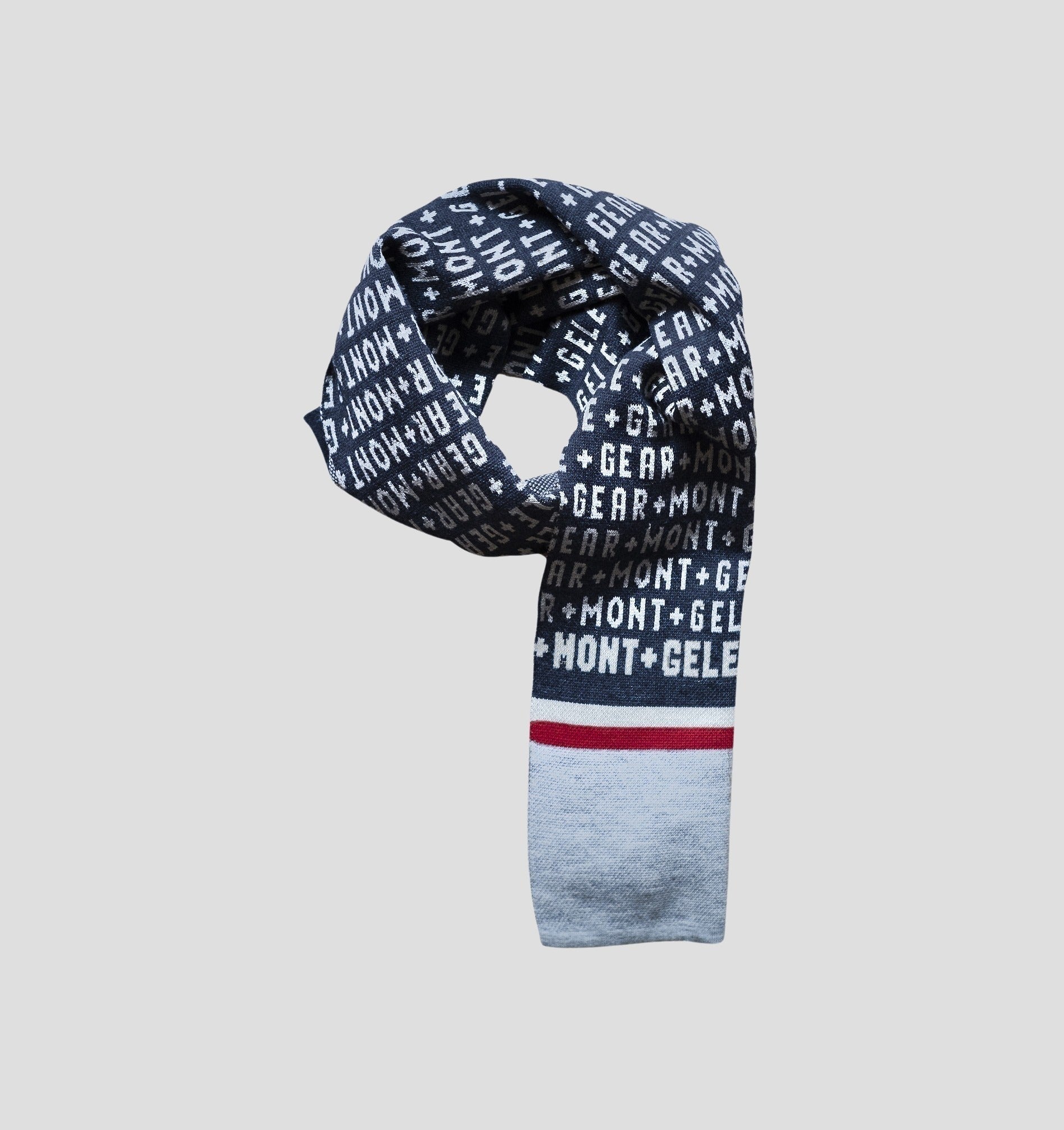 Merino Classic Scarf (160cm x 24cm) - Stone Grey / Fire Red / 160cm x 24cm
