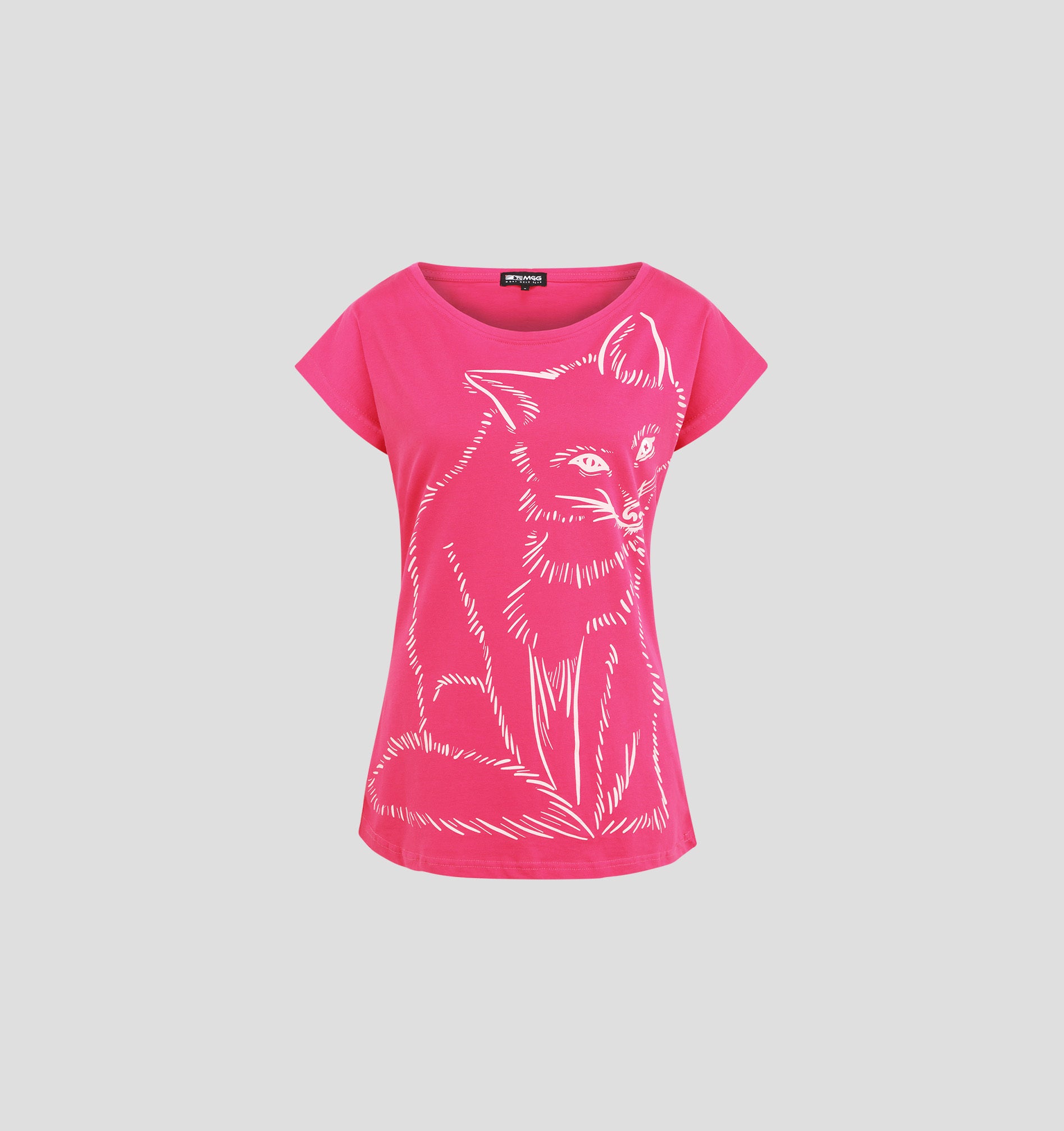 Cotton Loose Fit Fox Tee - Snow White / Stone Grey / XS