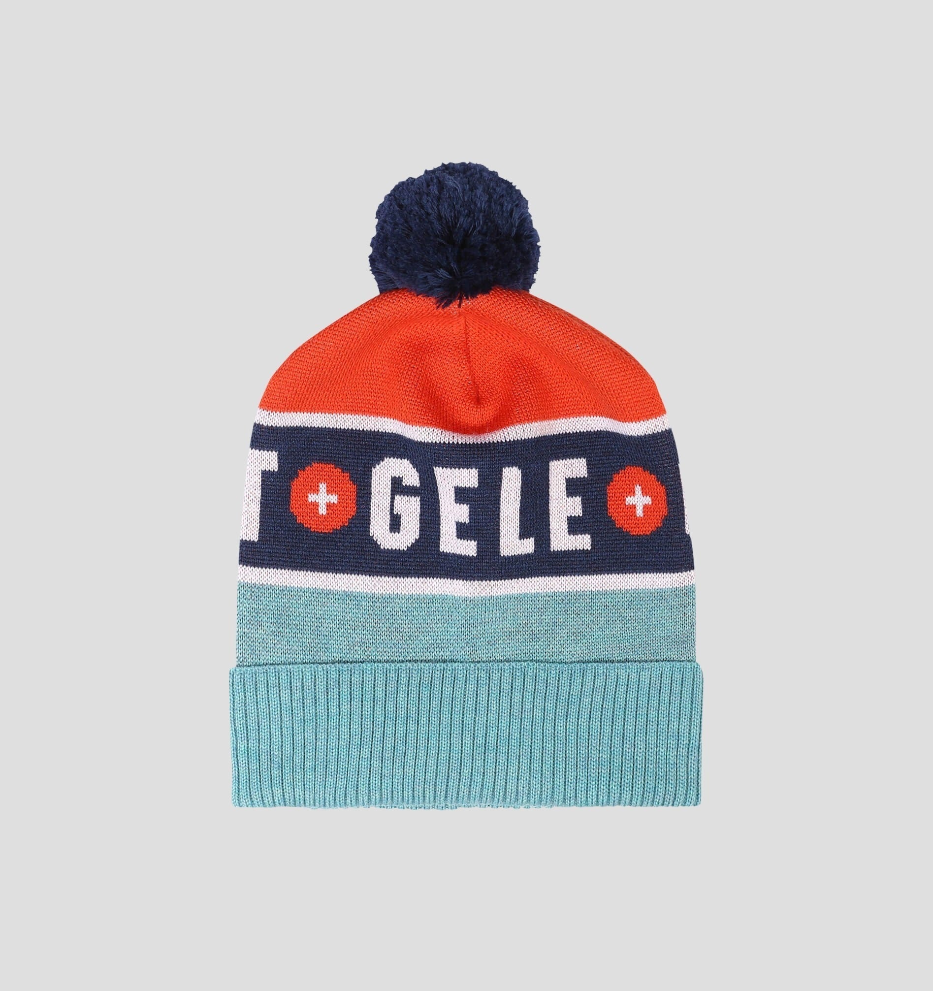 Merino Bobble Hat - Navy Blue / Forest Green / One Size