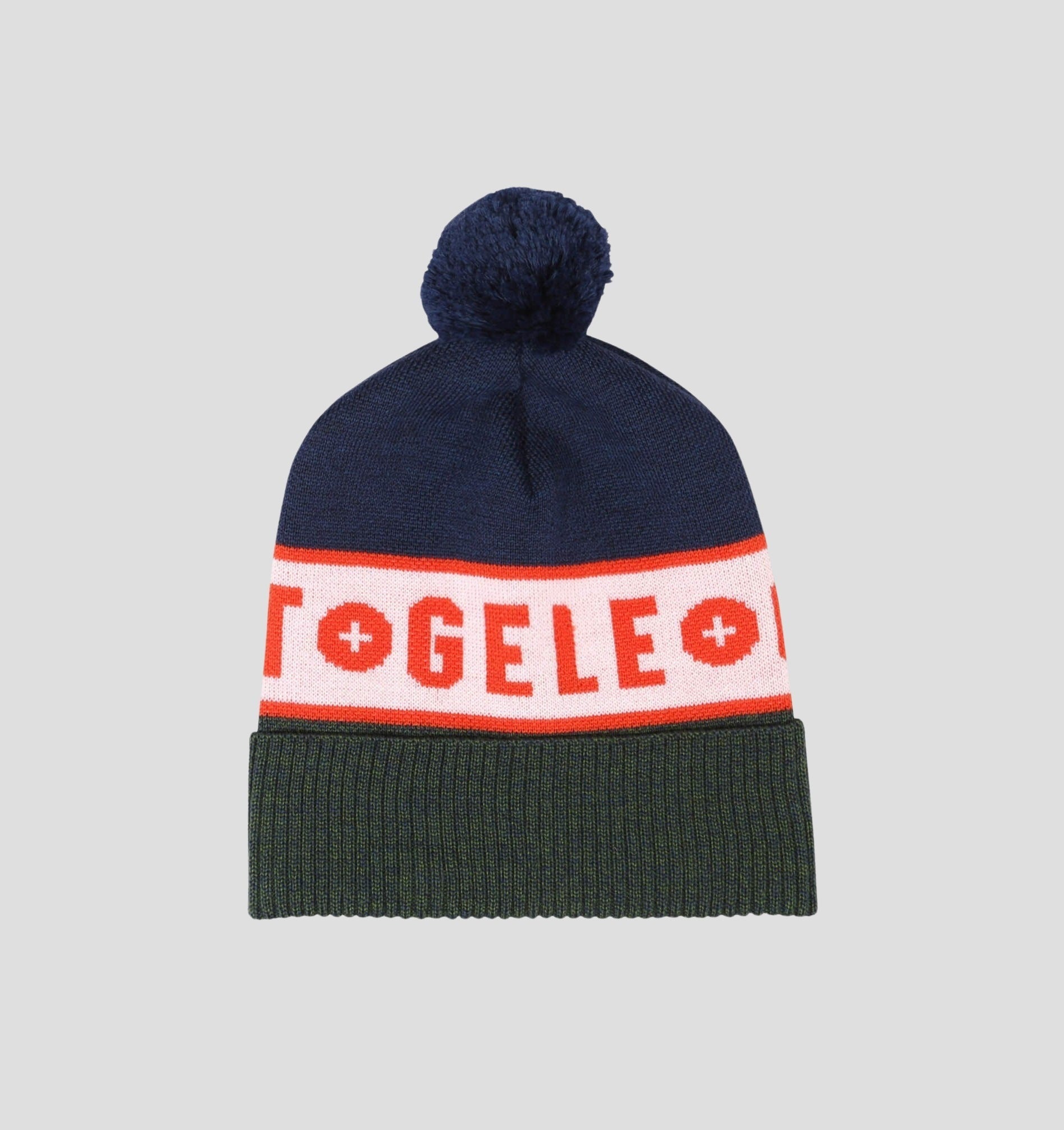 Merino Bobble Hat - Navy Blue / Forest Green / One Size