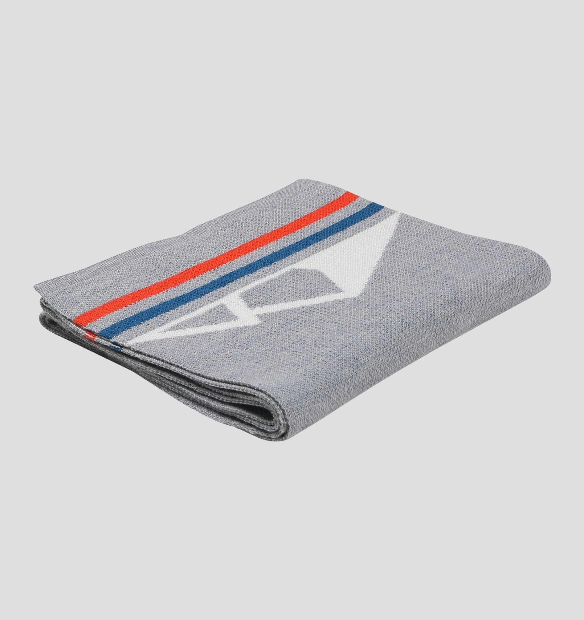 Merino Classic Scarf (160cm x 24cm) - Stone Grey / Fire Red / 160cm x 24cm