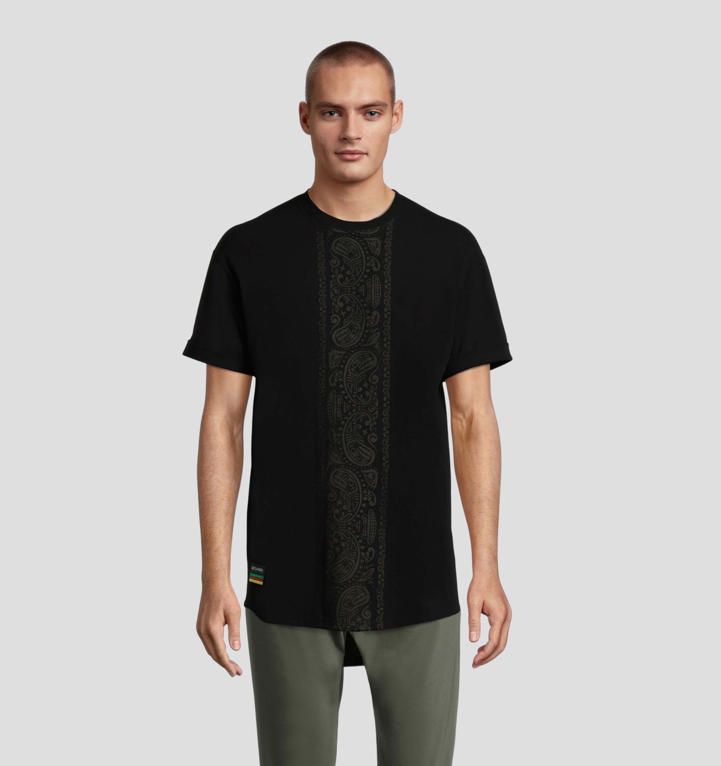 Tanner Hall Signature Collection NILCOTT® Recycled Paisley Tee - Stone Grey / Royal Blue / S