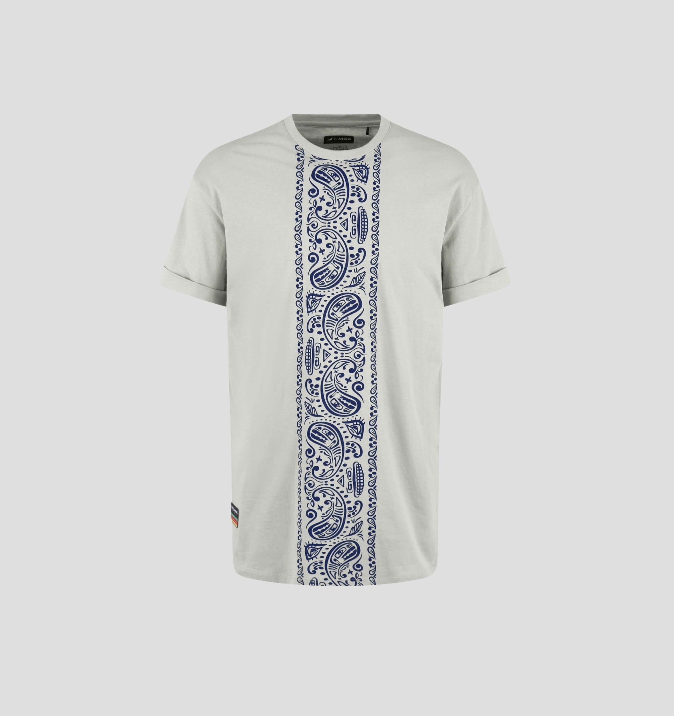 Tanner Hall Signature Collection NILCOTT® Recycled Paisley Tee - Stone Grey / Royal Blue / M