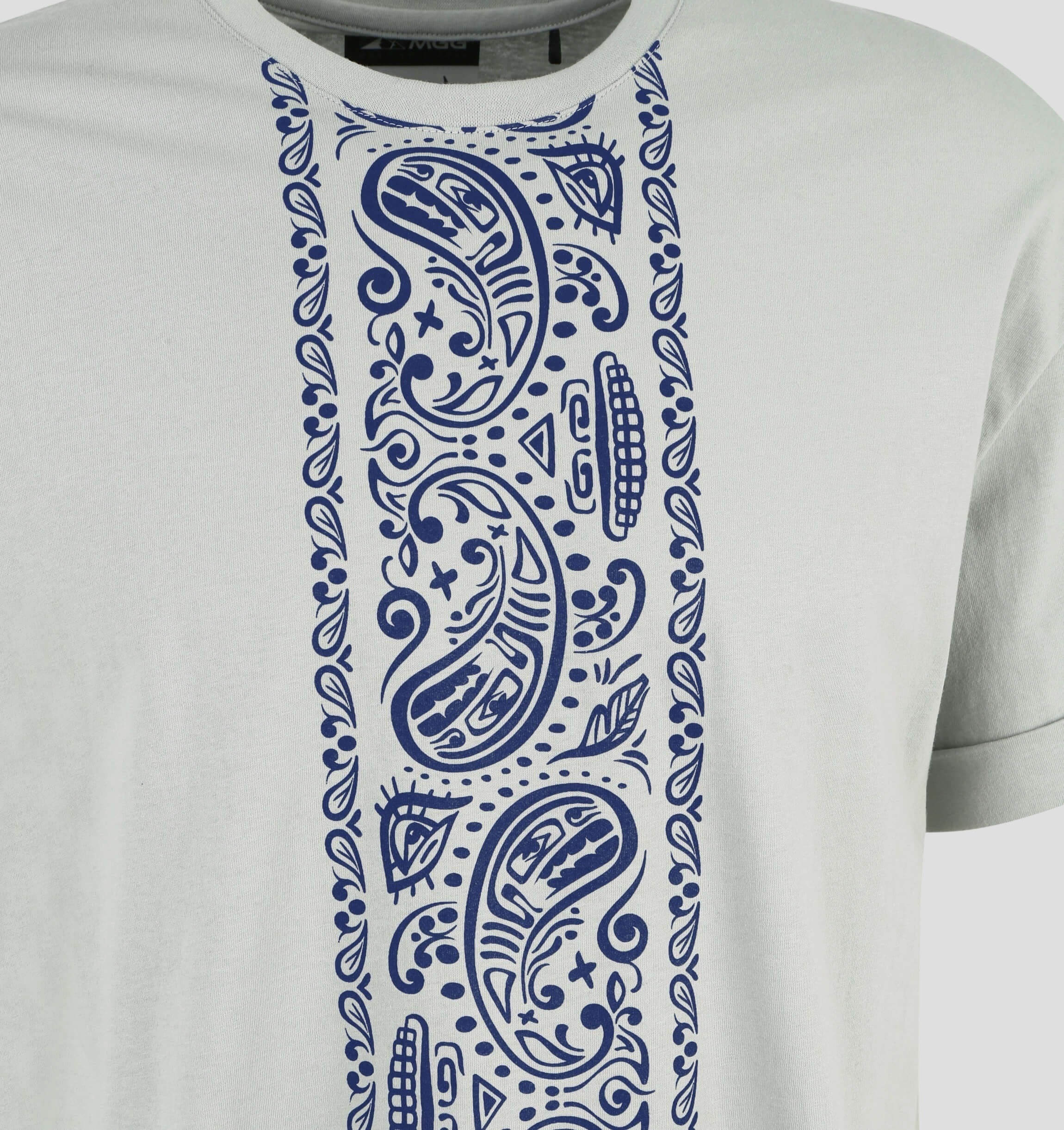 Tanner Hall Signature Collection NILCOTT® Recycled Paisley Tee - Stone Grey / Royal Blue / S