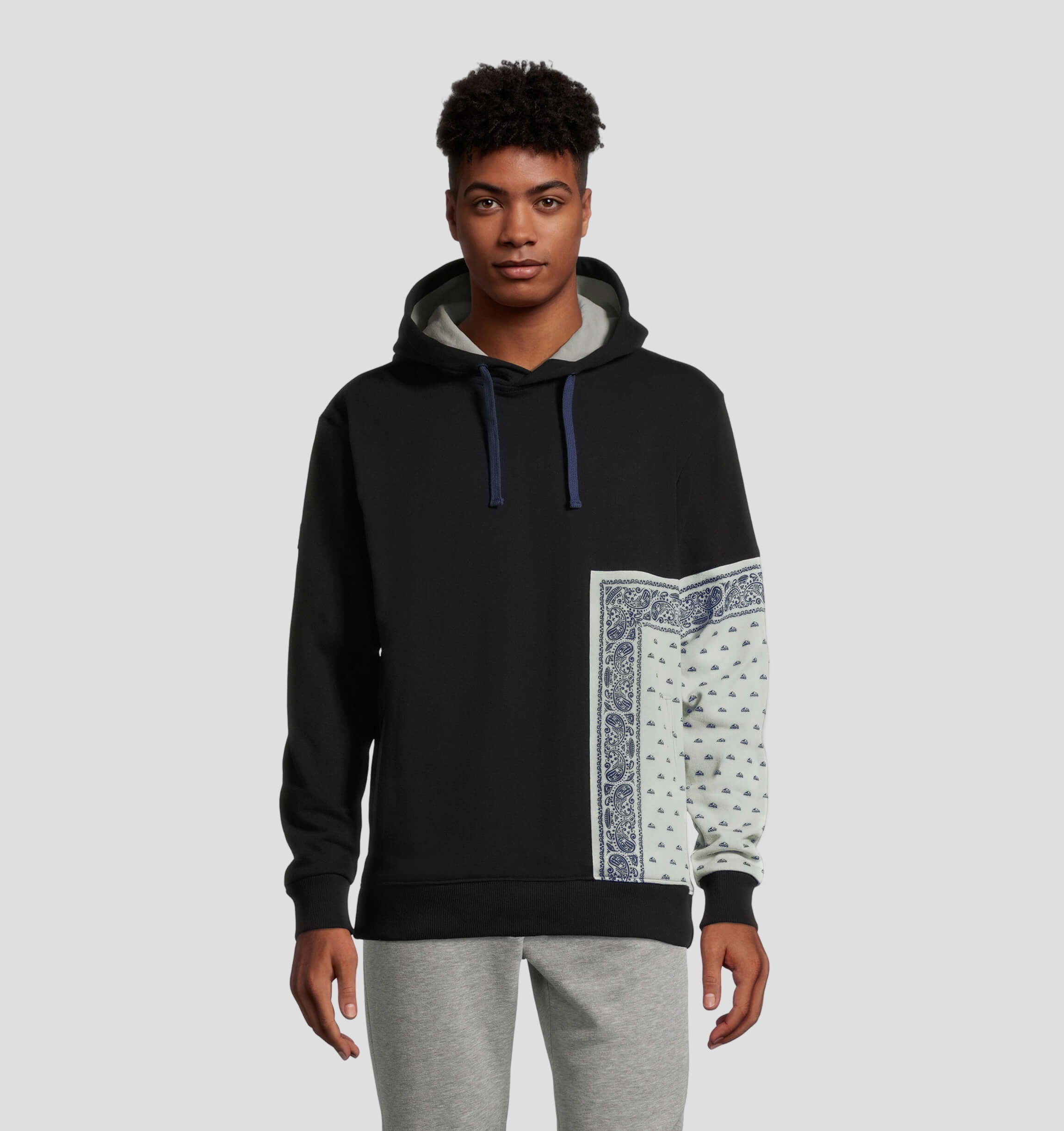 Tanner Hall Signature Collection NILCOTT® Recycled Bandana Hoodie - Stone Grey / Onyx Black / S