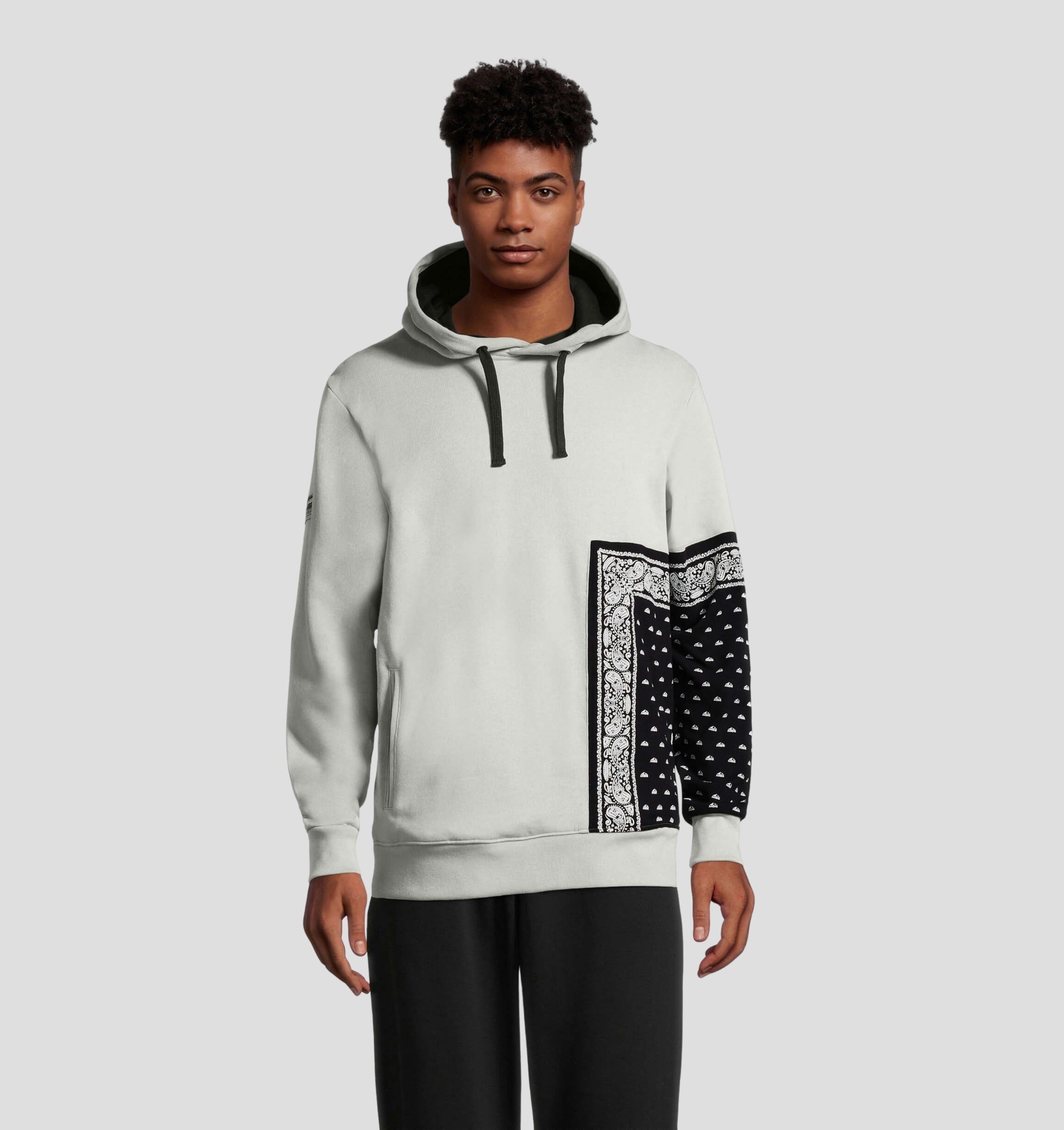 Tanner Hall Signature Collection NILCOTT® Recycled Bandana Hoodie - Stone Grey / Onyx Black / S