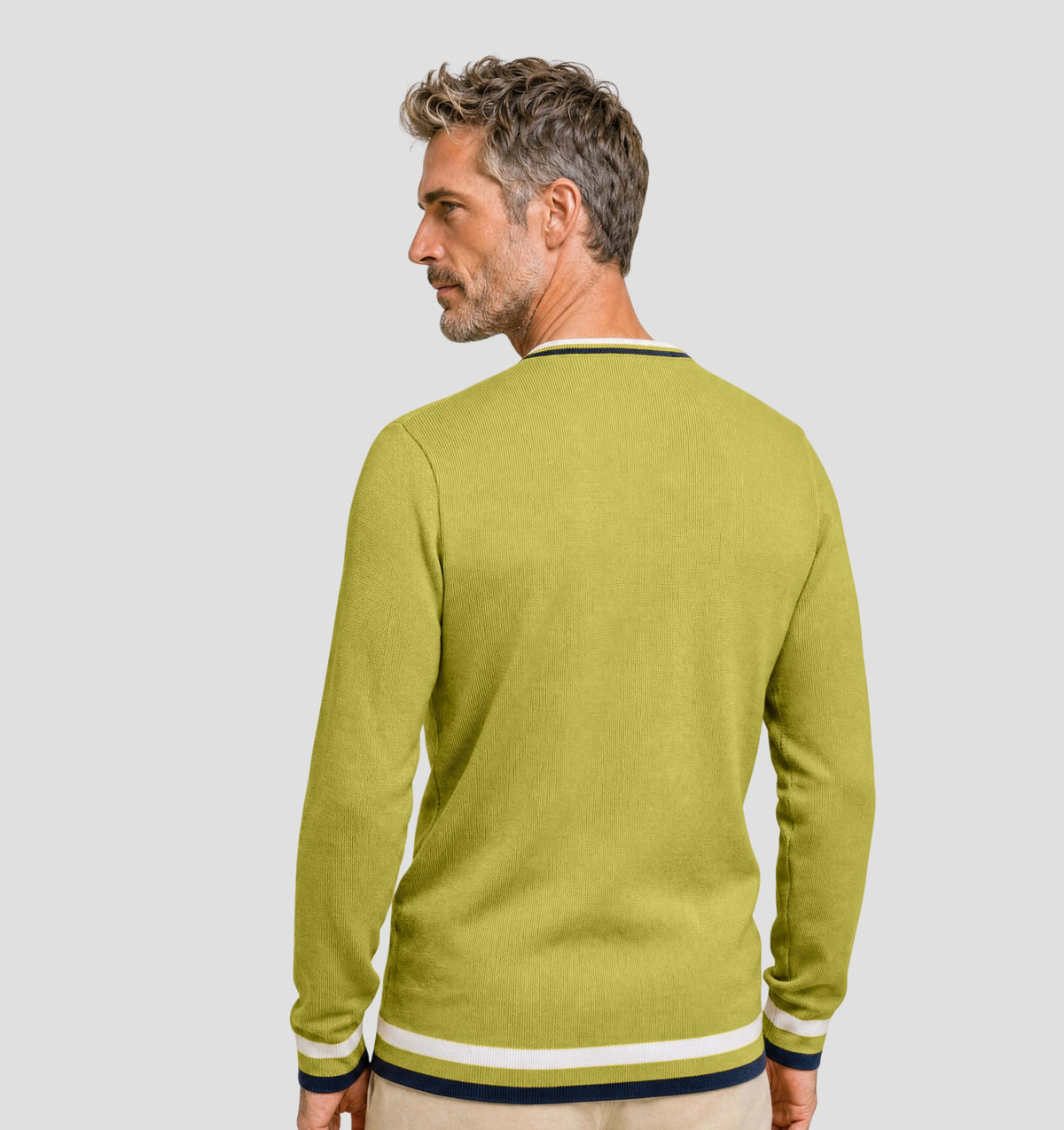 Classic Merino Sweater - Mustard Yellow / Navy Blue / S