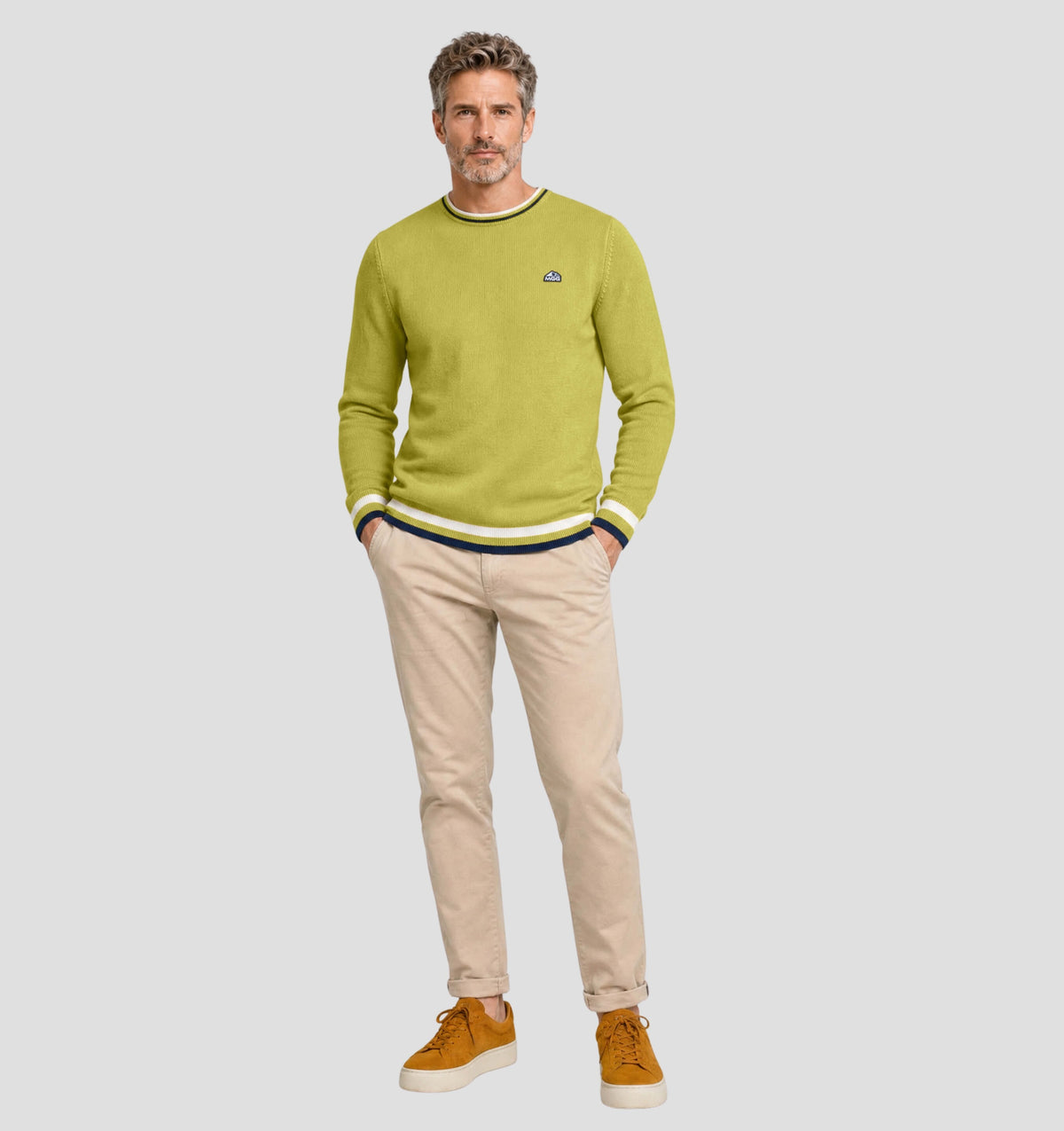 Classic Merino Sweater - Mustard Yellow / Navy Blue / S