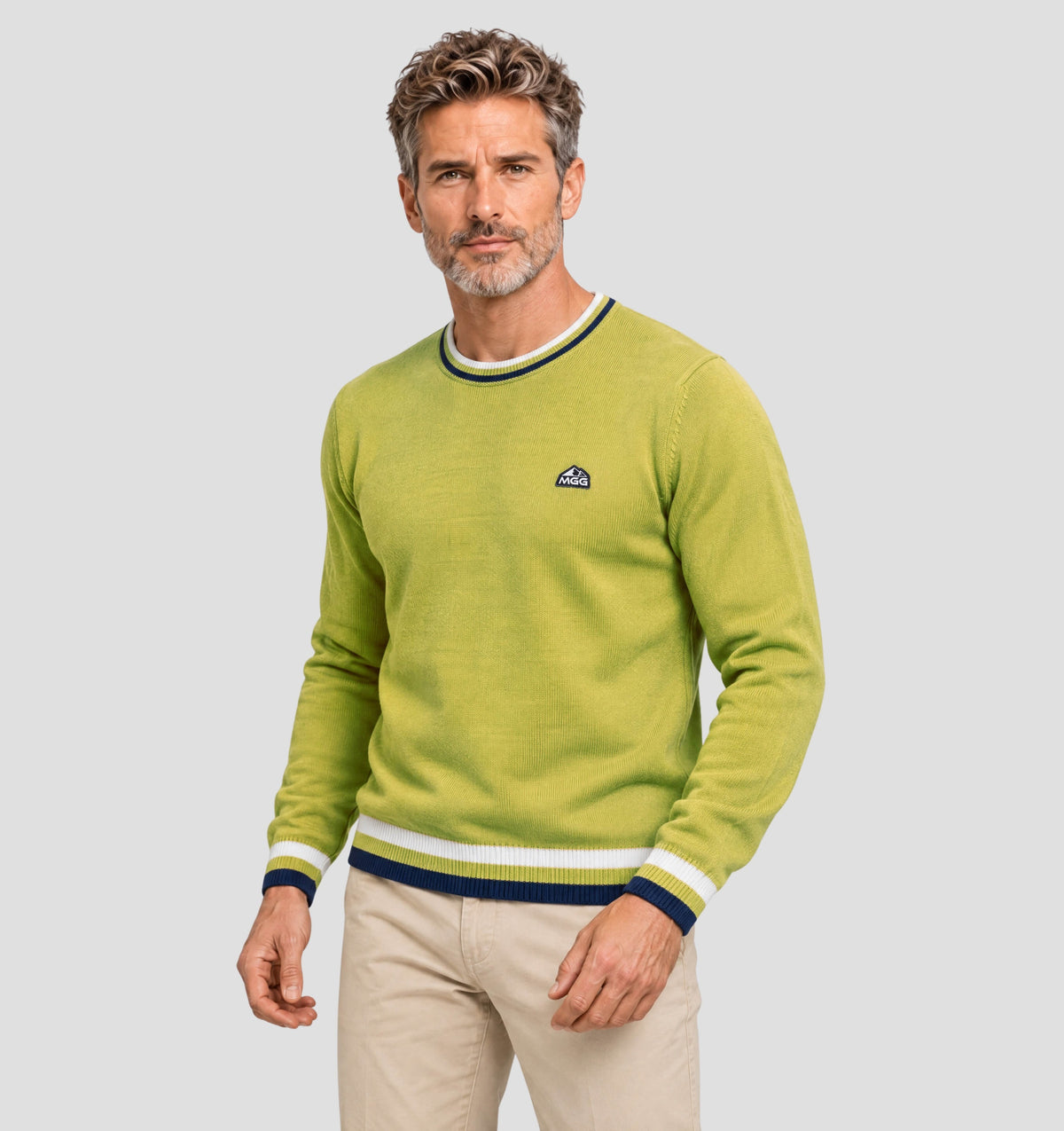 Classic Merino Sweater - Mustard Yellow / Navy Blue / S