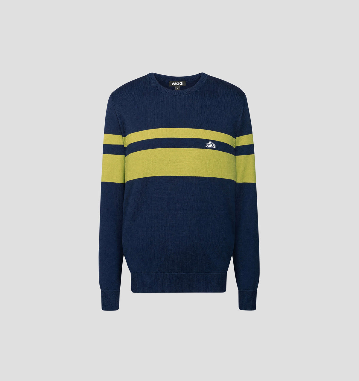 Retro Merino Sweater - Navy Blue / Mustard Yellow / S