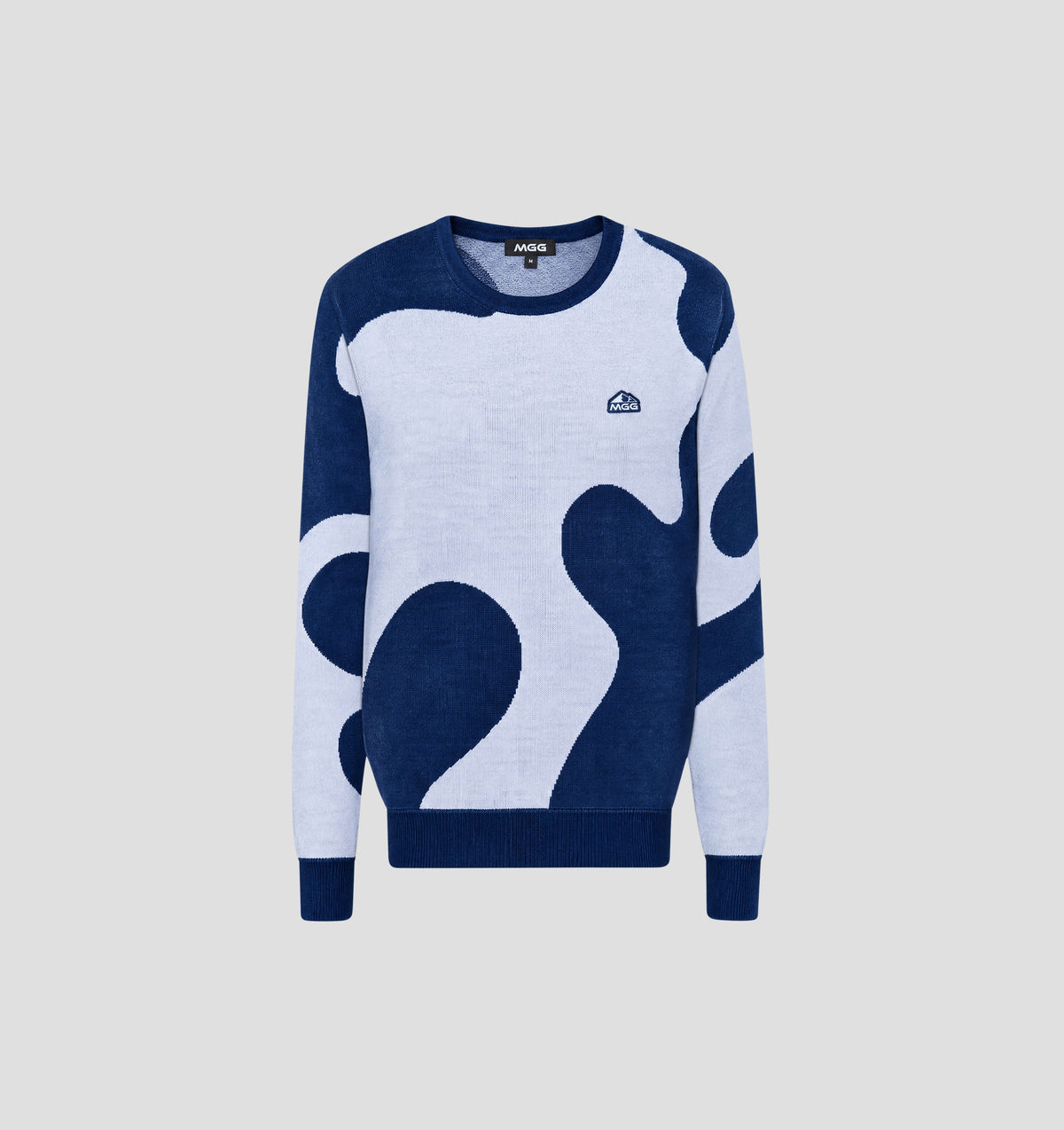 Abstract Merino Sweater - Azure Blue / Porcelain White / S