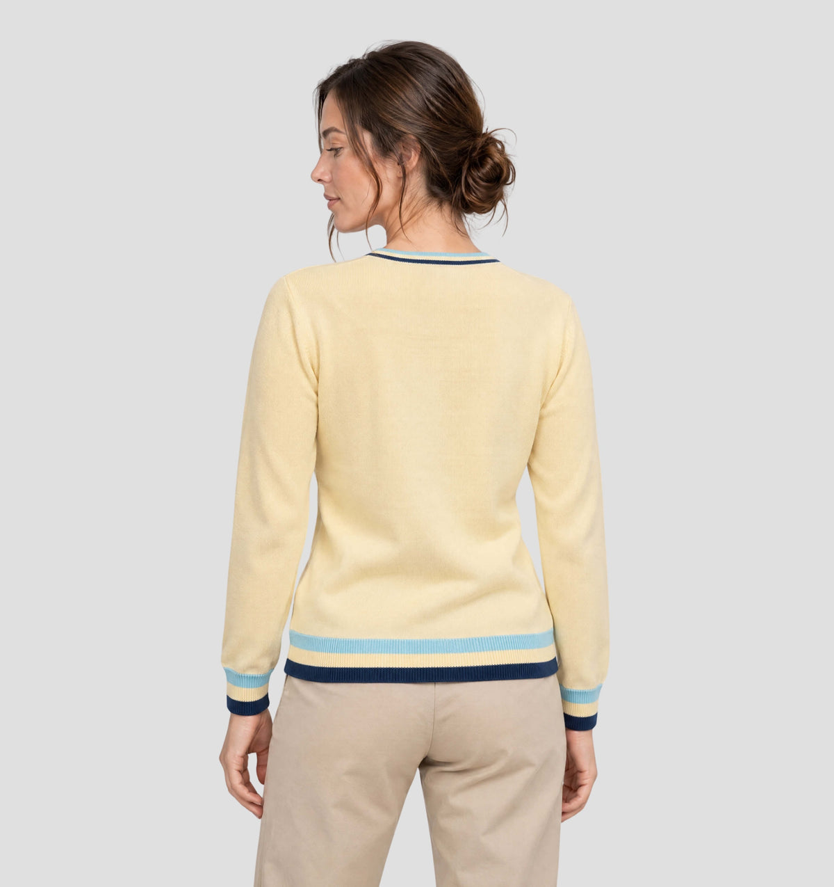 Classic Merino Sweater - Primrose Yellow / Tropical Blue / XS