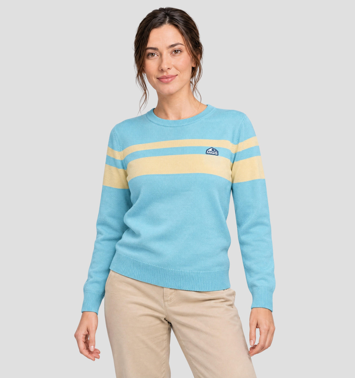 Retro Merino Sweater - Tropical Blue / Primrose Yellow / XS