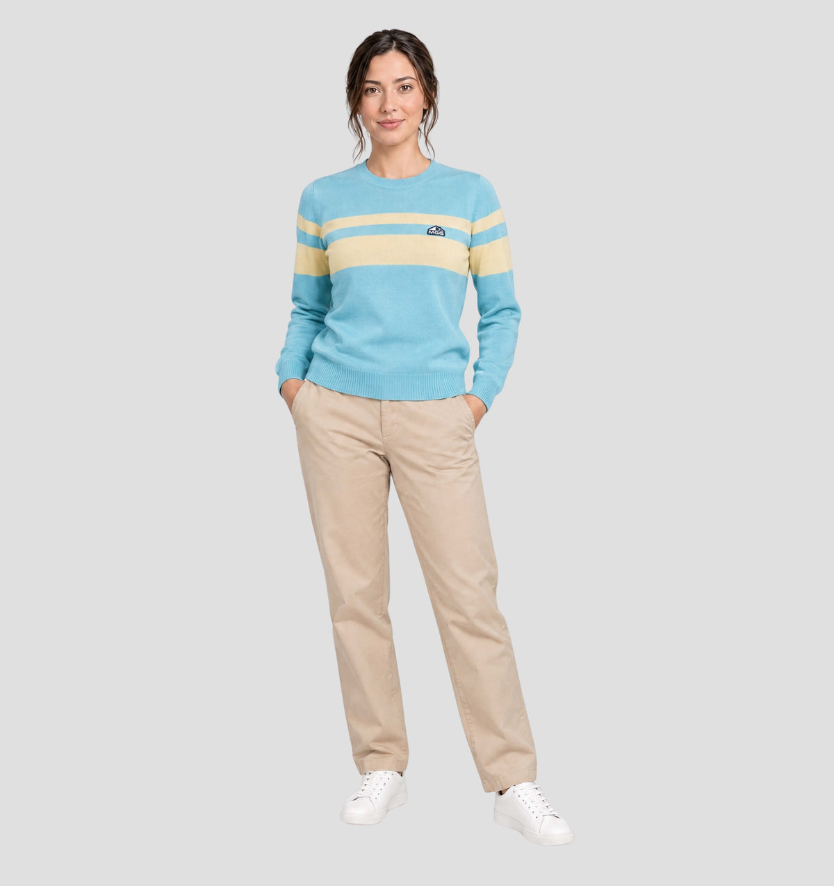Retro Merino Sweater - Tropical Blue / Primrose Yellow / XS
