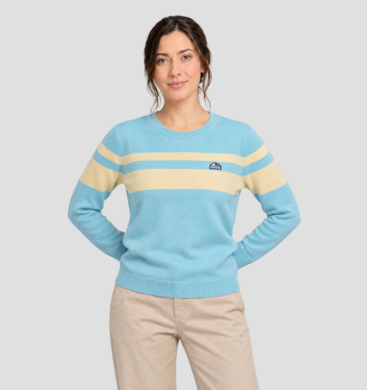Retro Merino Sweater - Tropical Blue / Primrose Yellow / XS