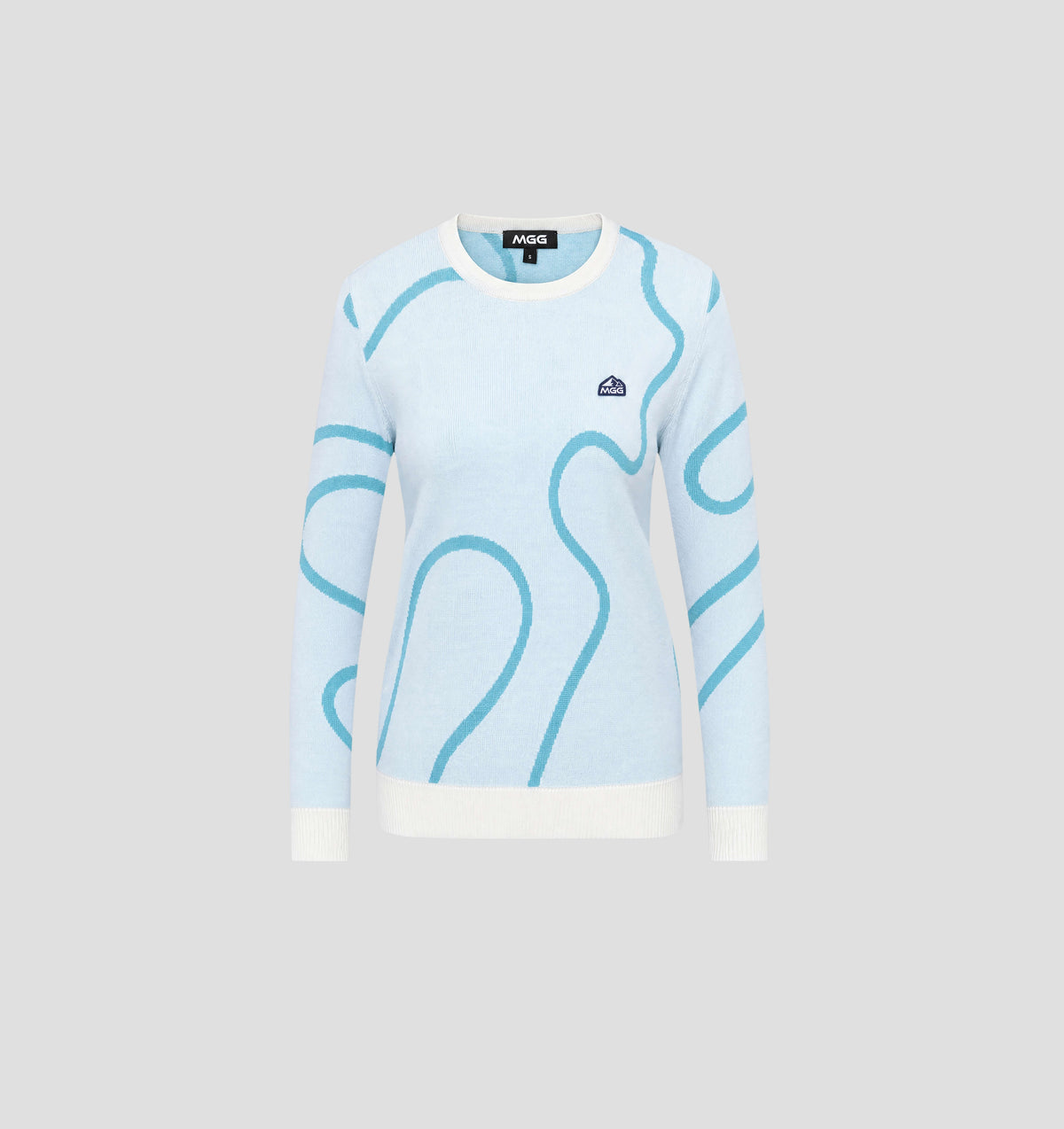 Abstract Merino Sweater - Soft Blue / Tropical Blue / XS