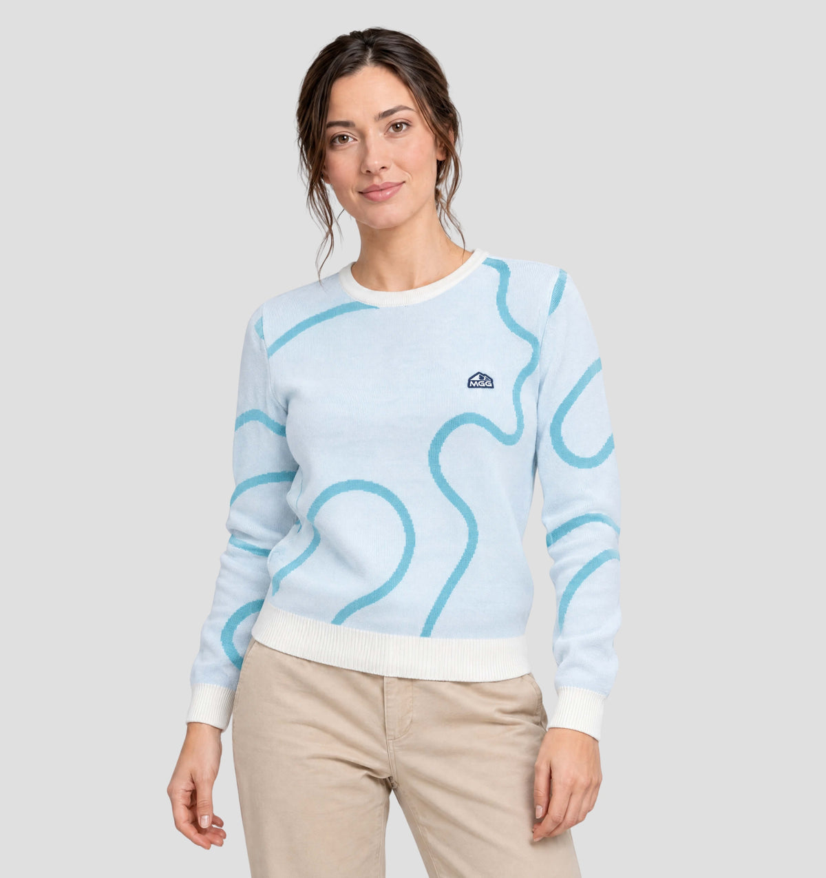 Abstract Merino Sweater - Soft Blue / Tropical Blue / XS