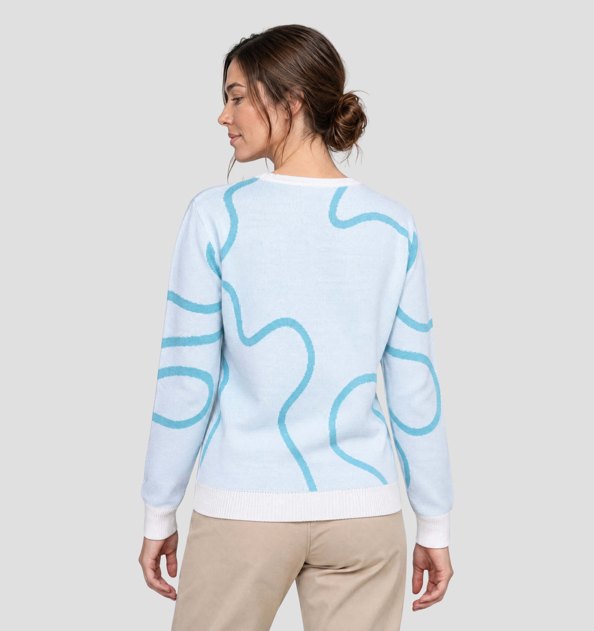 Abstract Merino Sweater - Soft Blue / Tropical Blue / XS