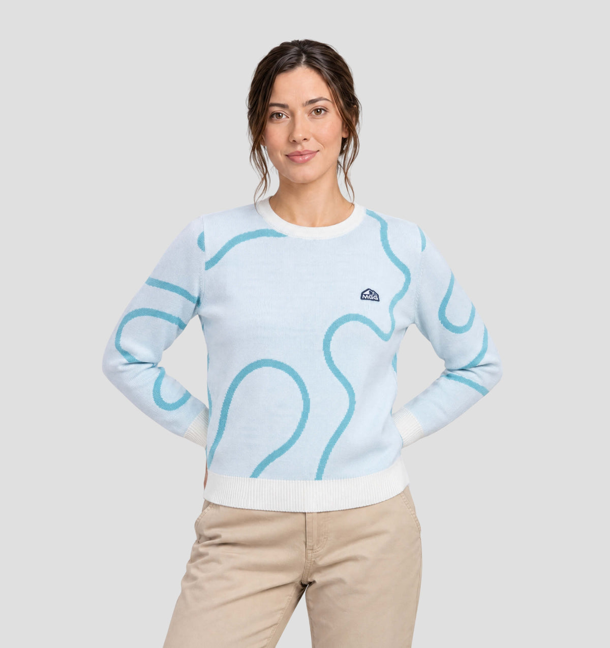 Abstract Merino Sweater - Soft Blue / Tropical Blue / XS