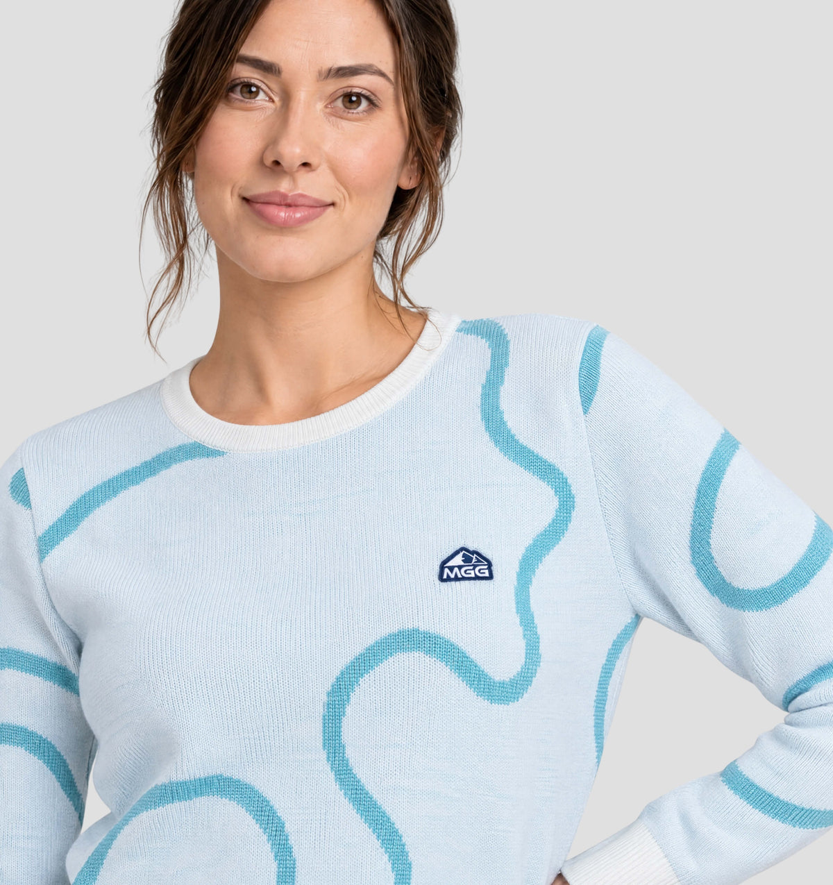 Abstract Merino Sweater - Soft Blue / Tropical Blue / XS