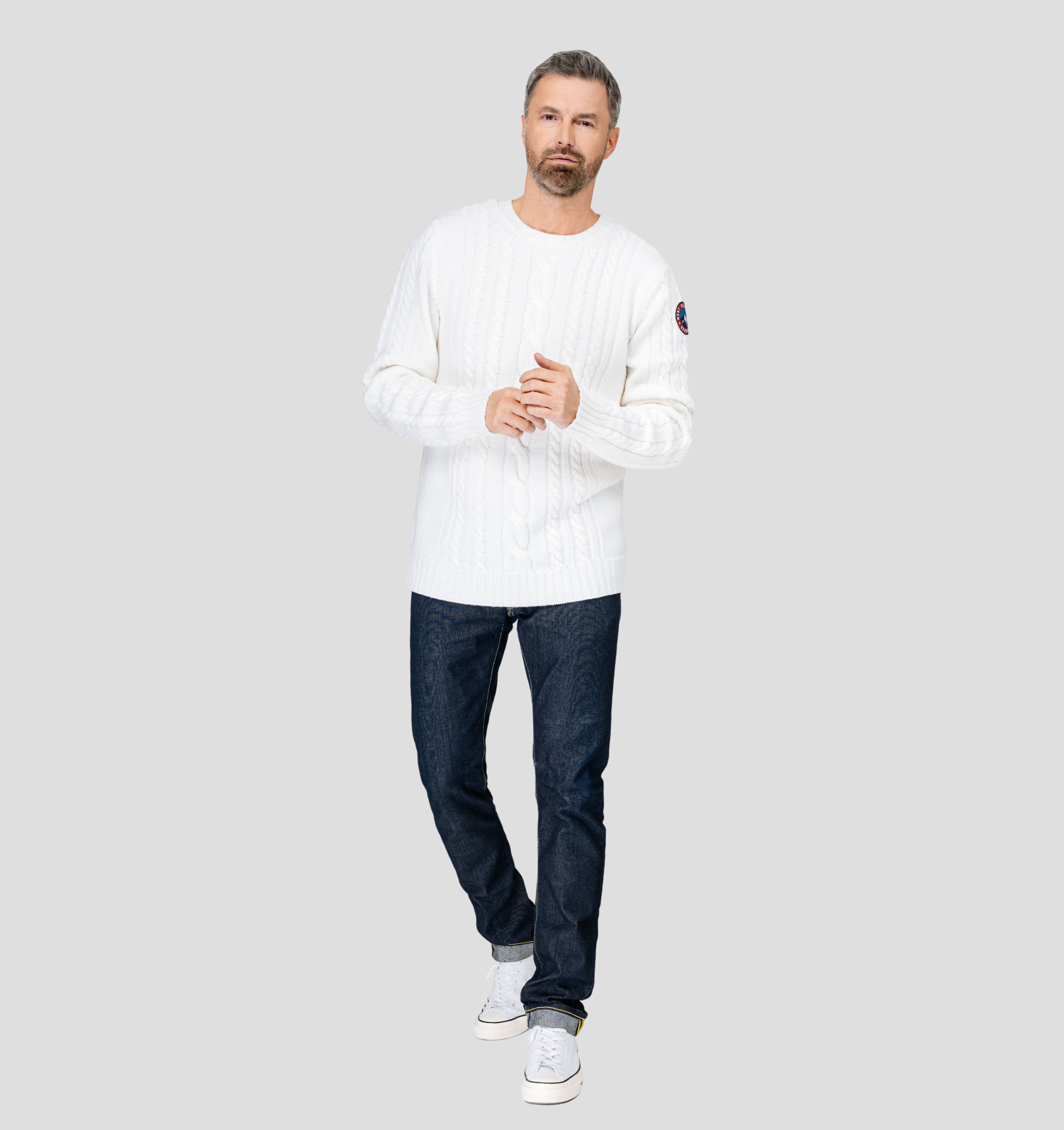 Cable Knit Merino Sweater - Cream White / S