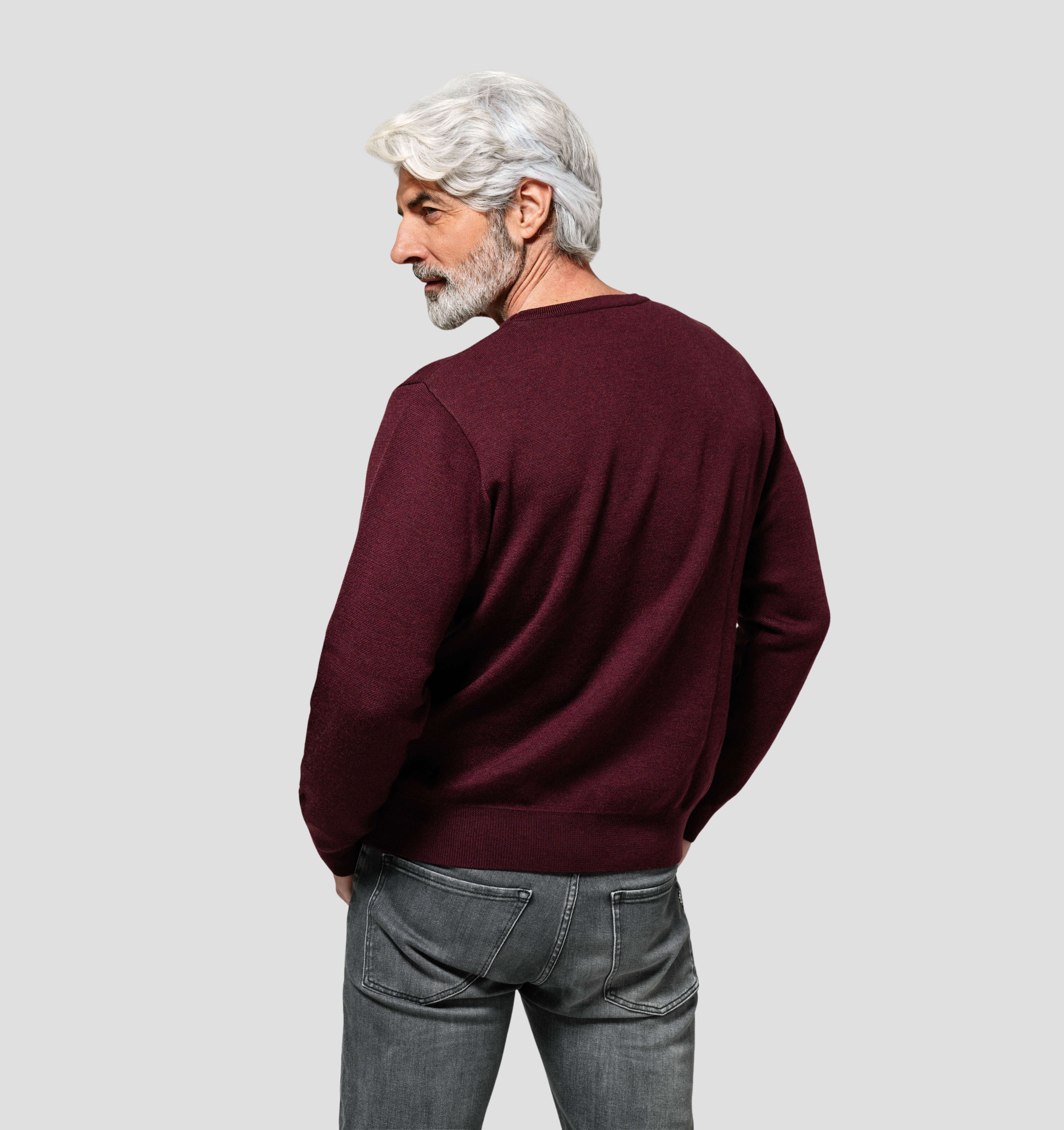 Varsity Merino Sweater - Burgundy Red / Mustard Yellow / S