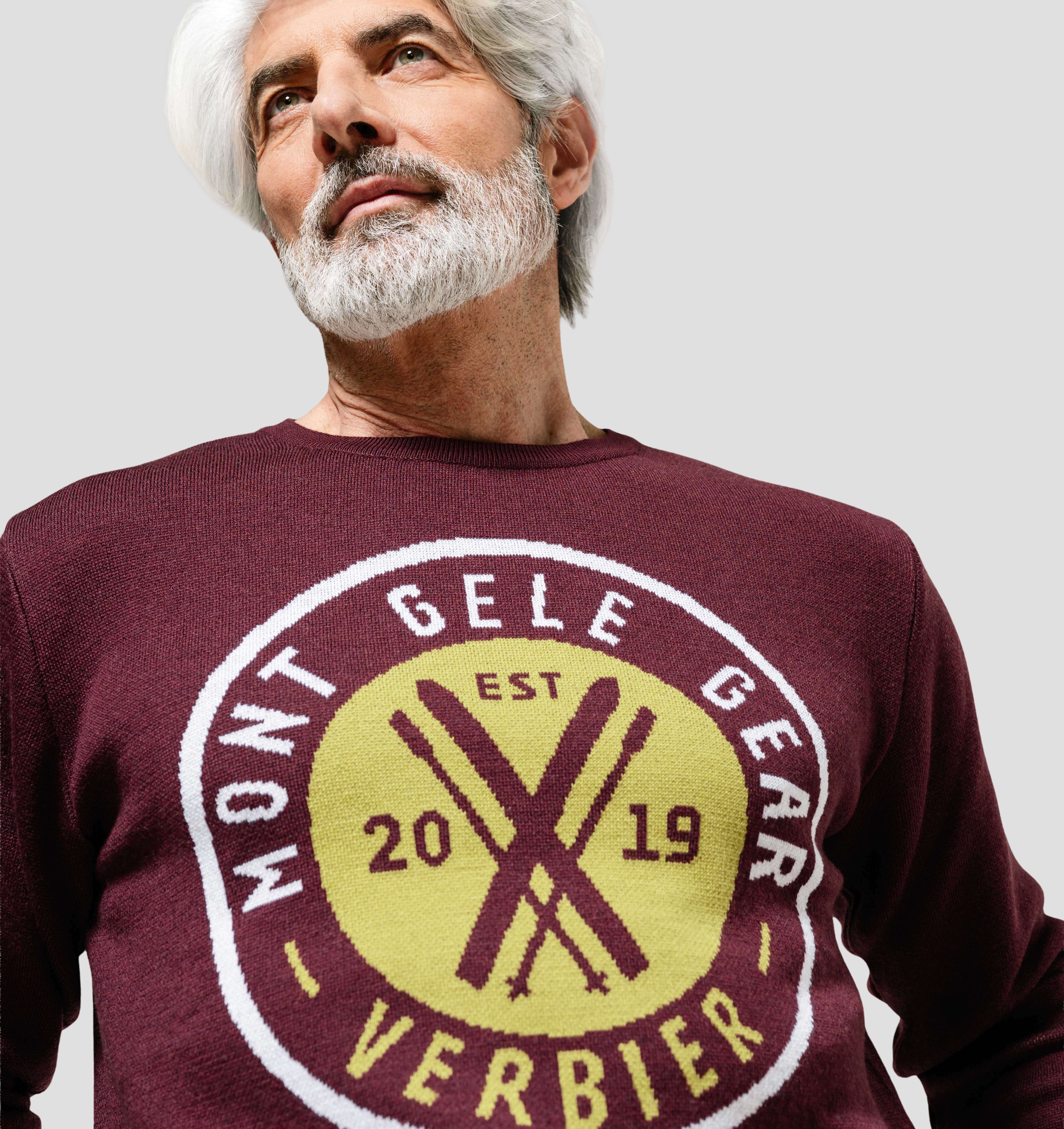 Varsity Merino Sweater - Burgundy Red / Mustard Yellow / S