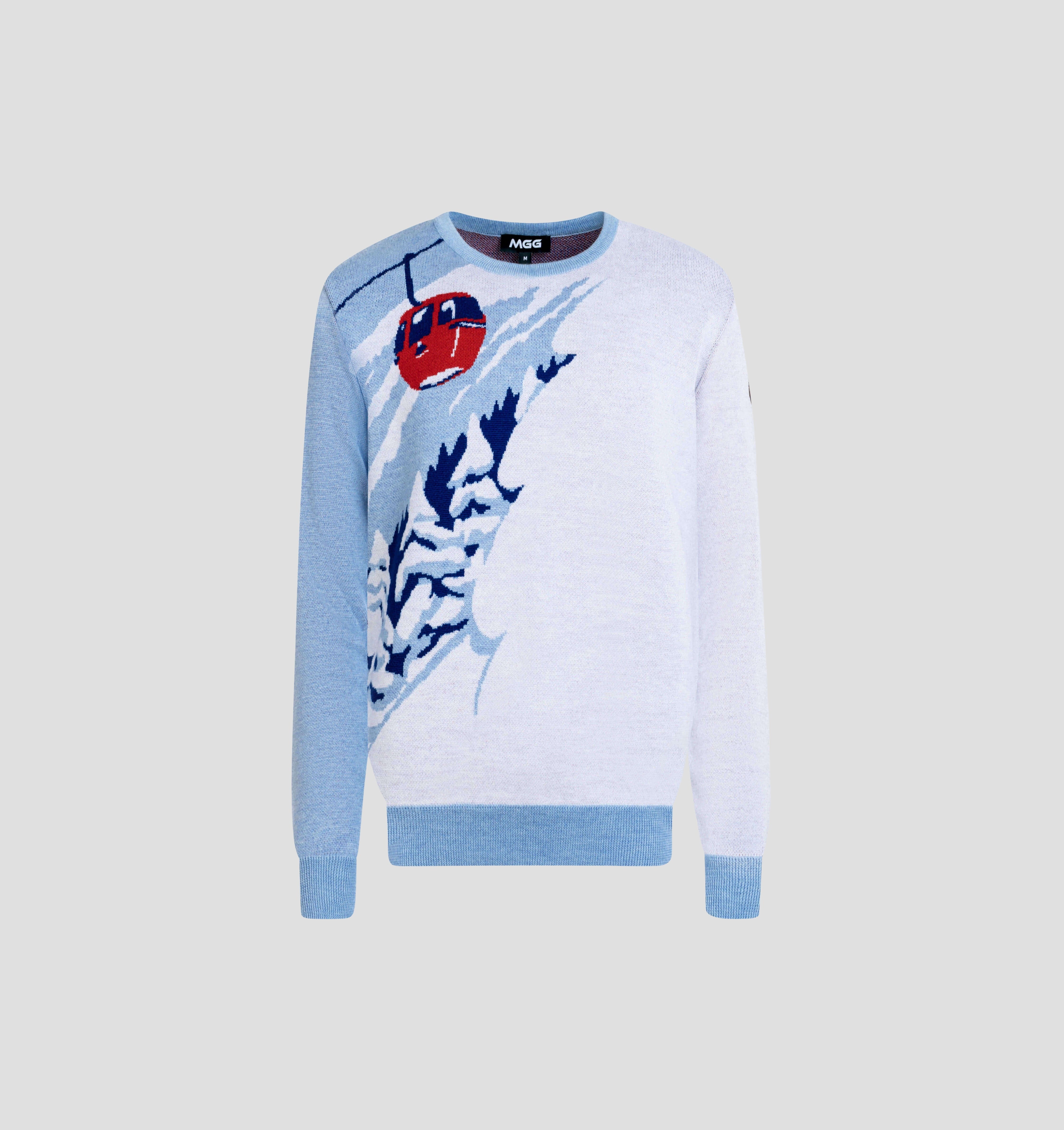 Gondola Merino Sweater - Sky Blue / Frost White / S