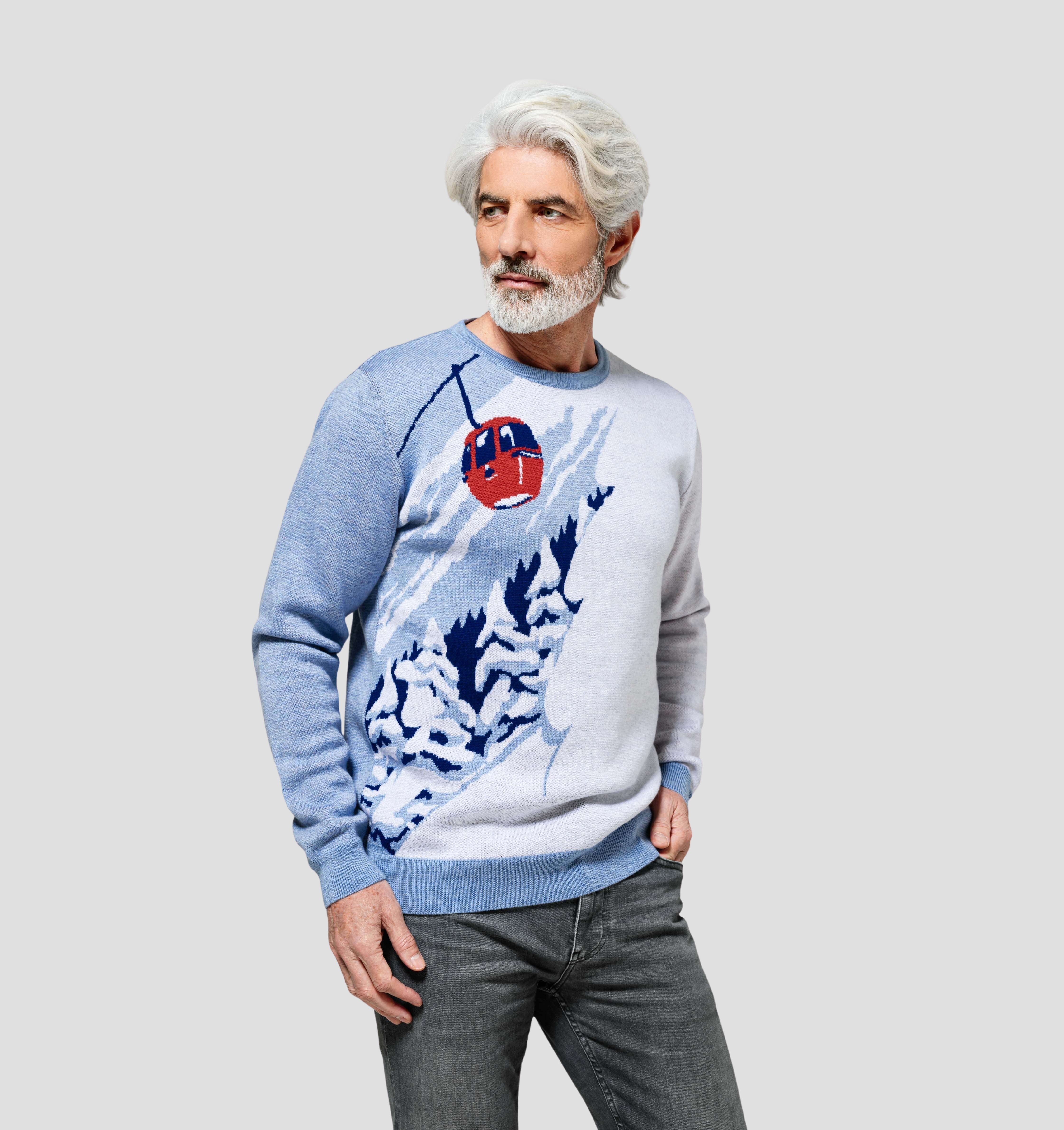 Gondola Merino Sweater - Sky Blue / Frost White / S