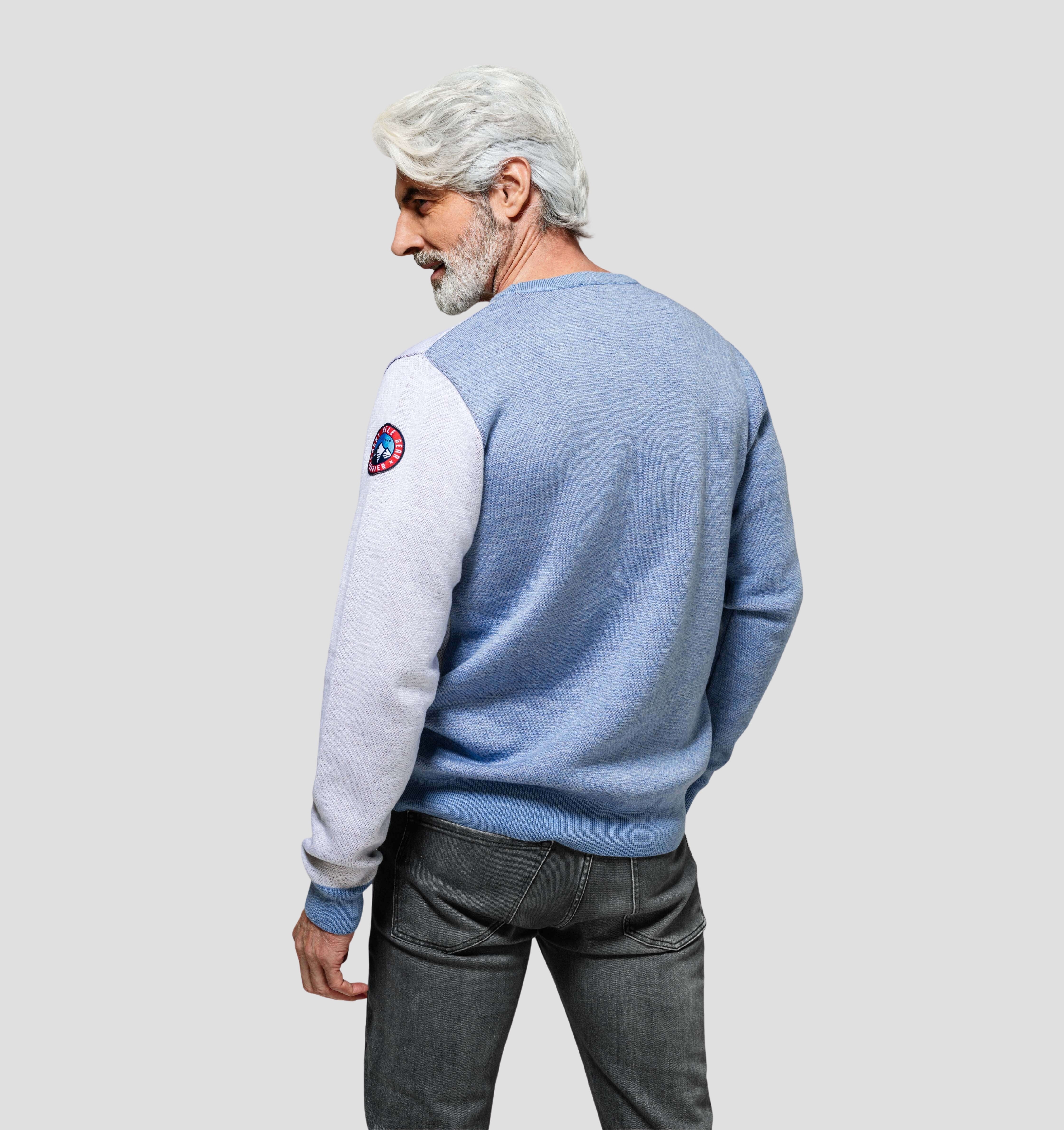 Gondola Merino Sweater - Sky Blue / Frost White / S
