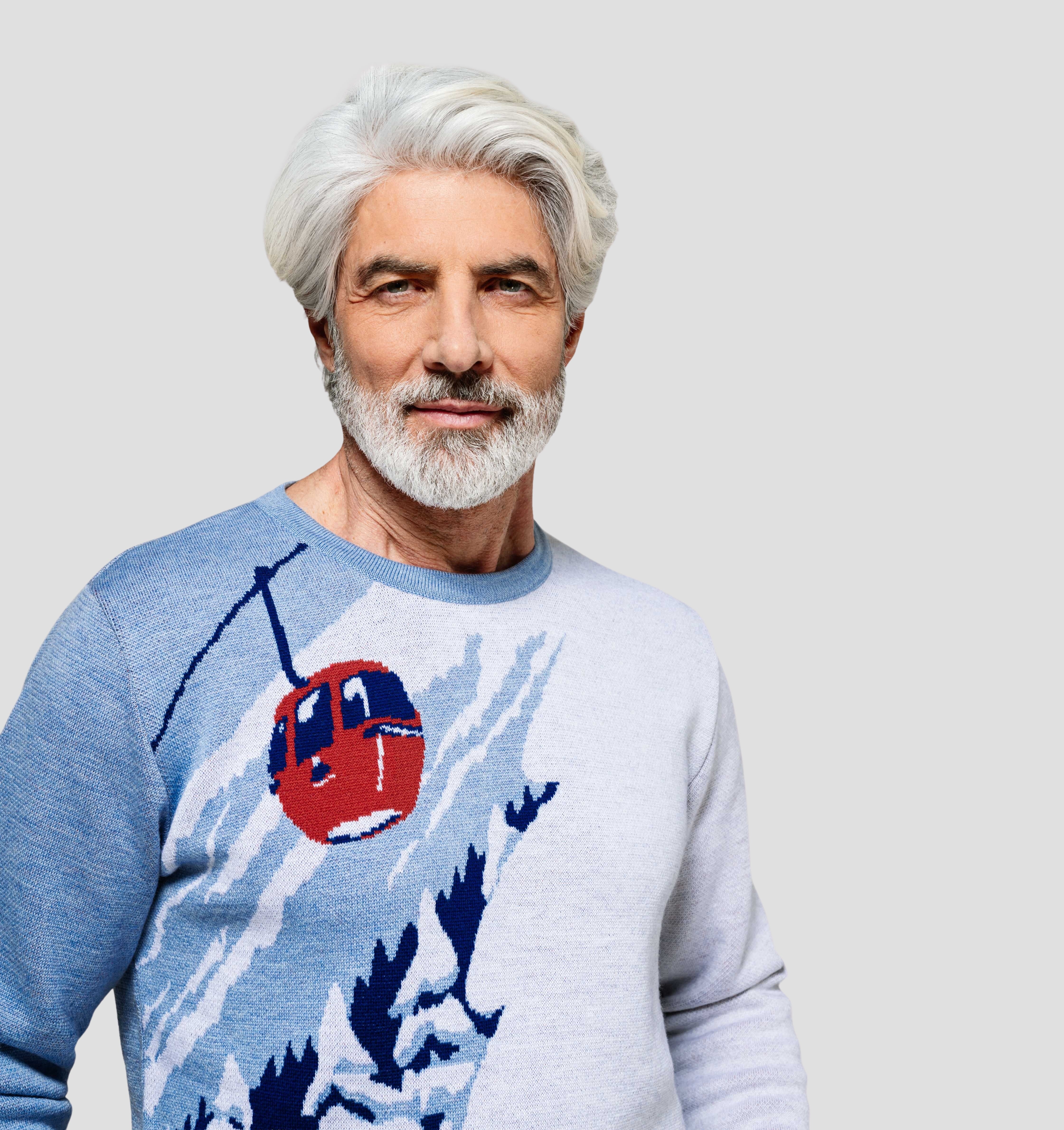 Gondola Merino Sweater - Sky Blue / Frost White / S