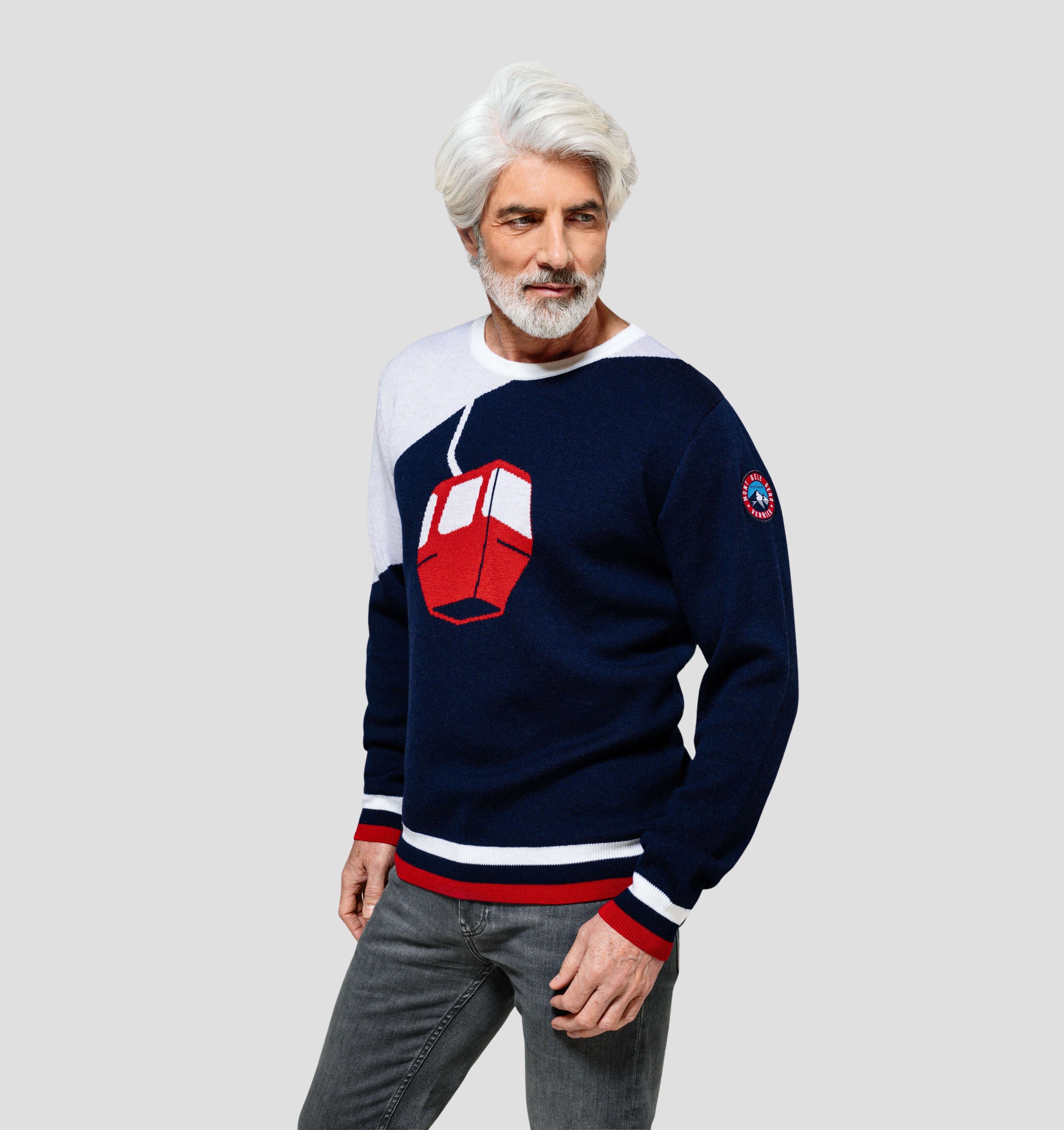 Gondola Merino Sweater - Navy Blue / Frost White / S