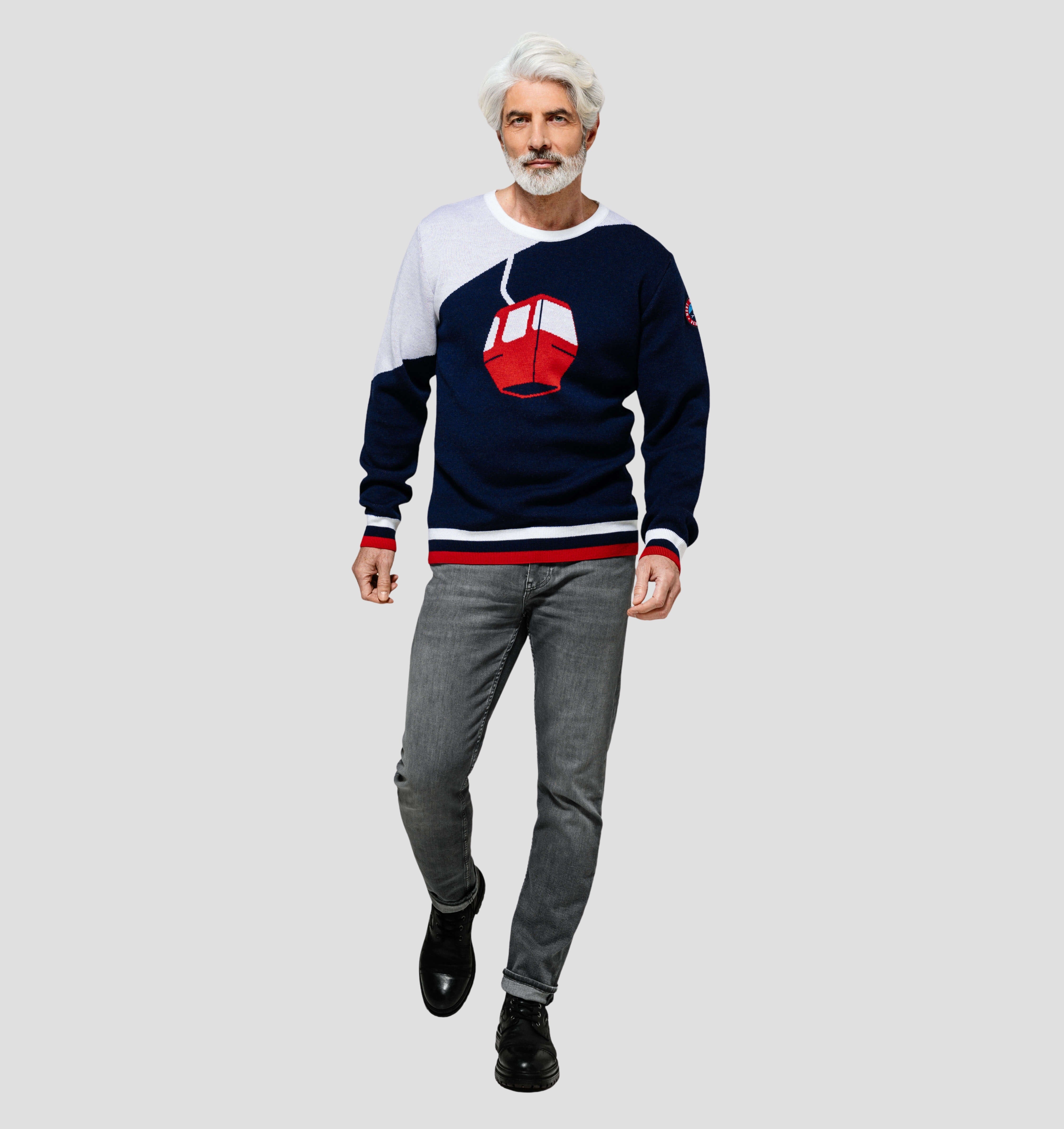 Gondola Merino Sweater - Navy Blue / Frost White / S