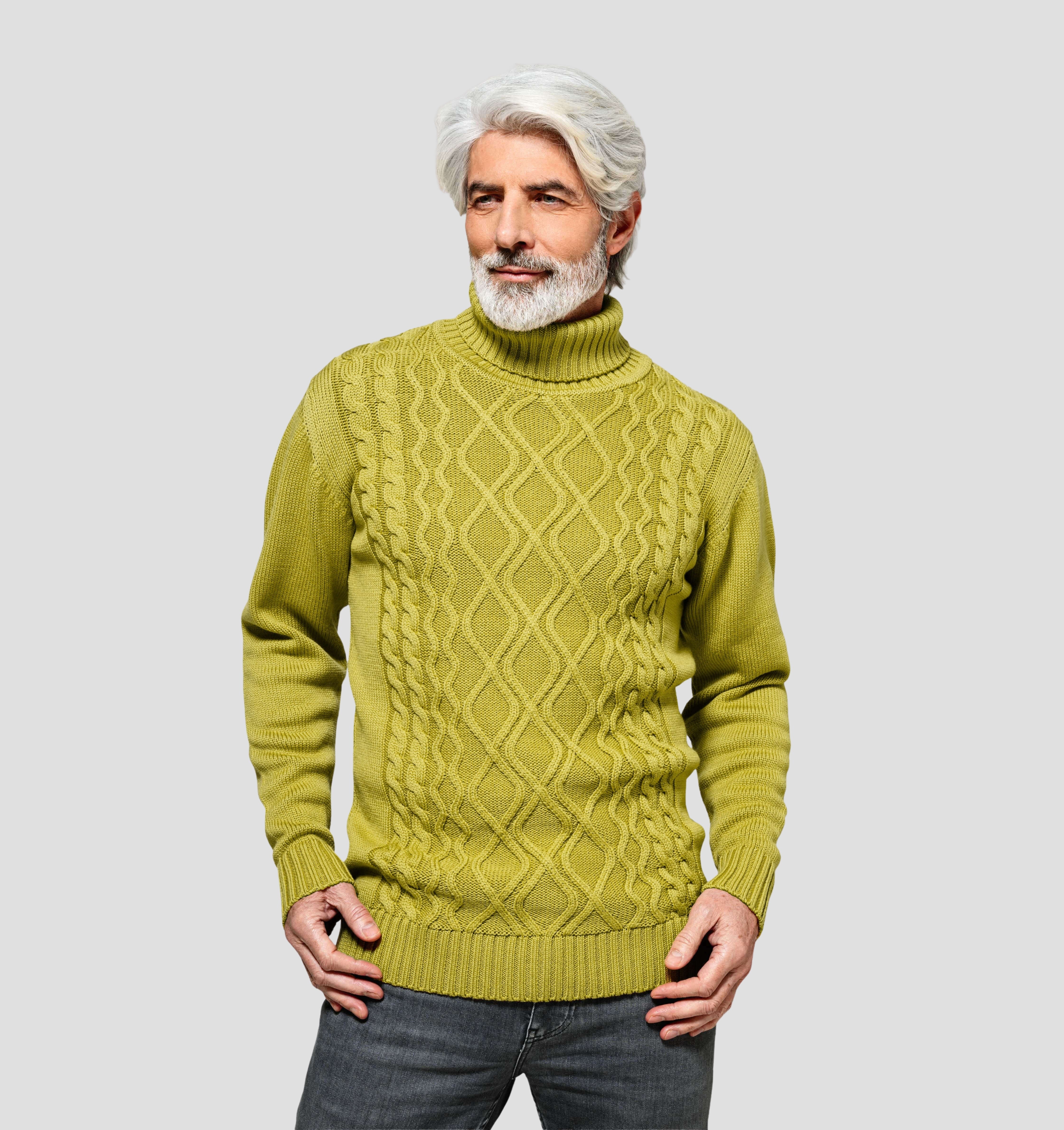 Cable Knit Merino Sweater - Mustard Yellow / S