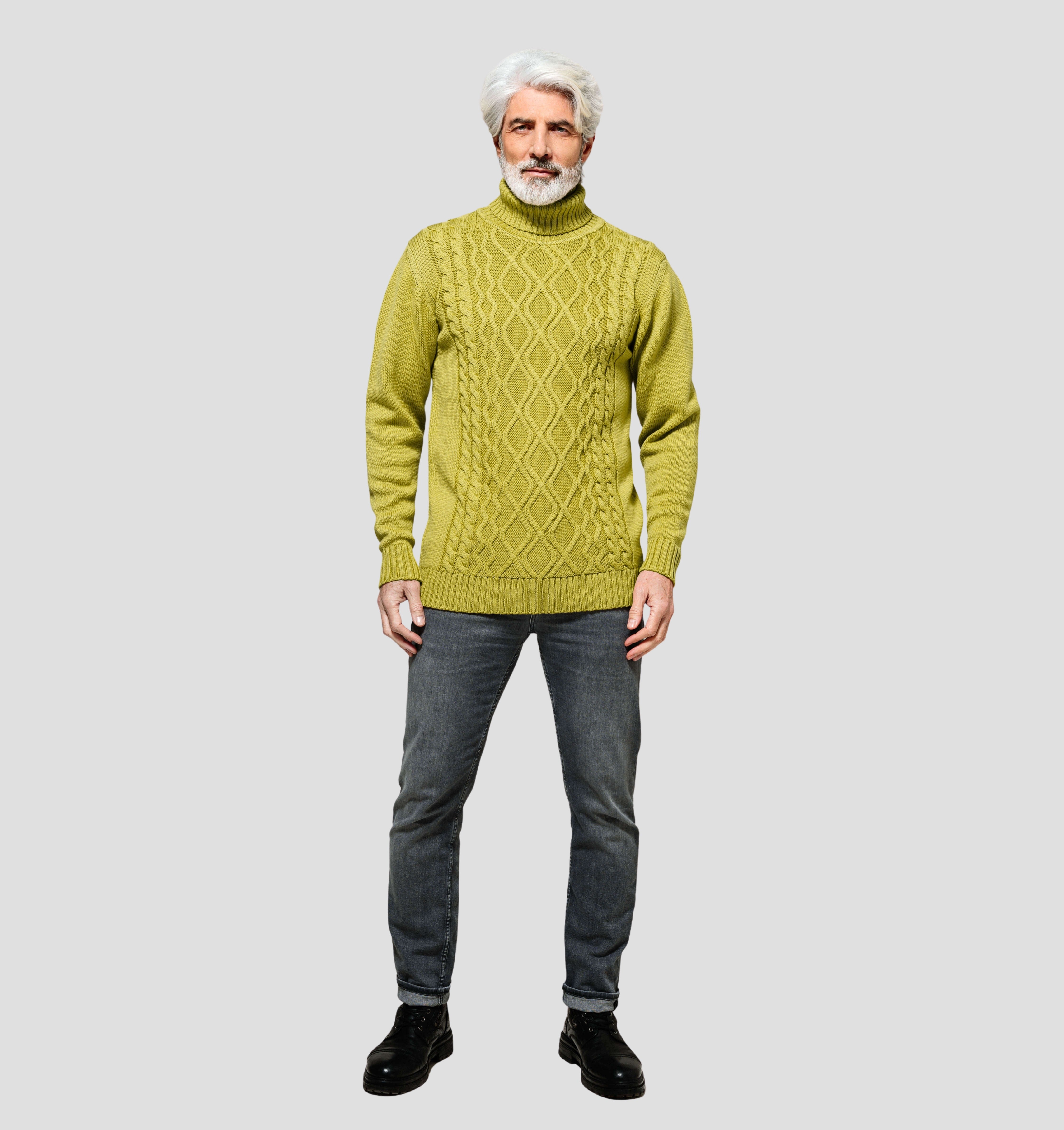 Cable Knit Merino Sweater - Mustard Yellow / S
