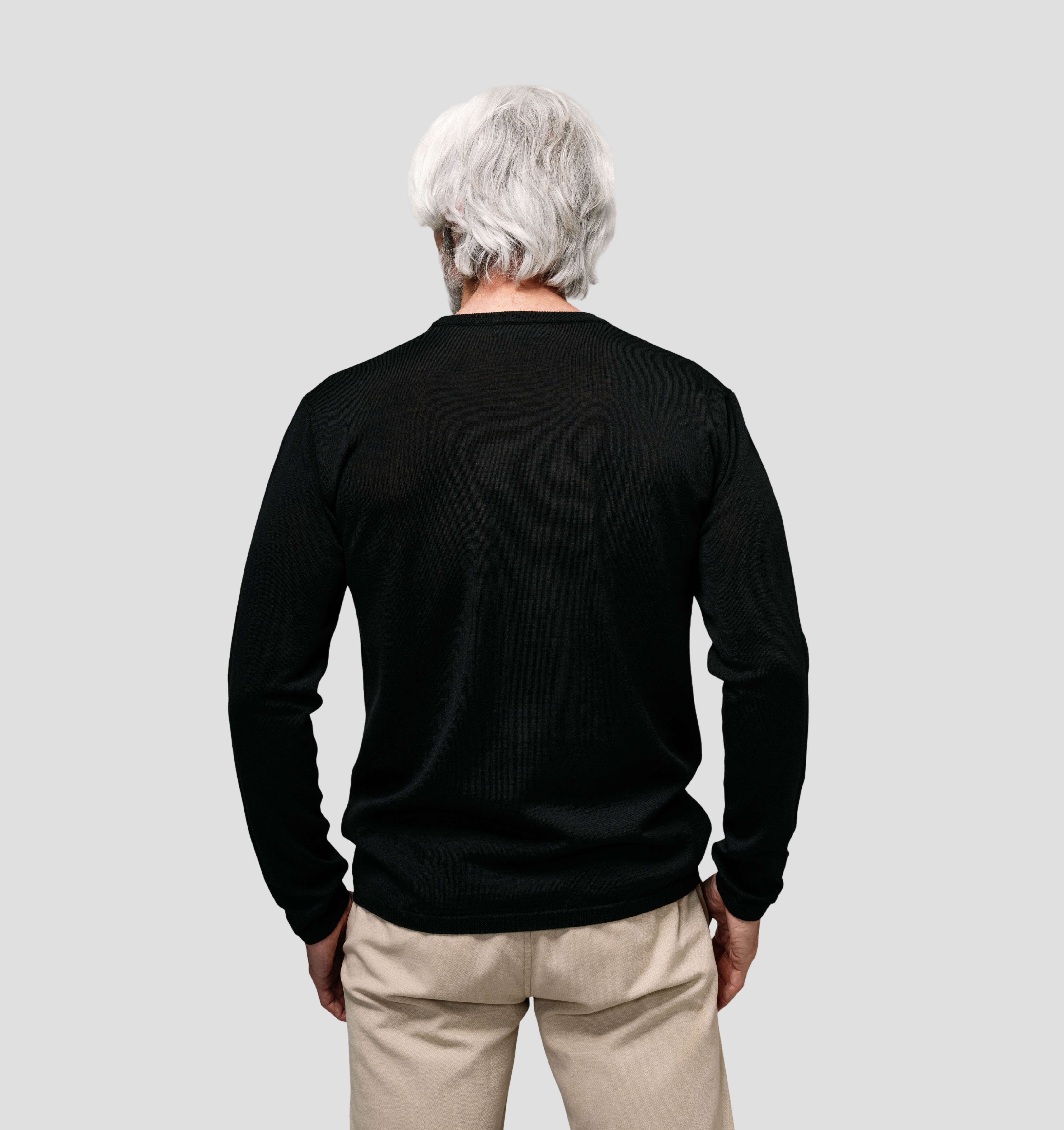 Merino CASHWOOL® SofTee | Long Sleeve - Onyx Black / S