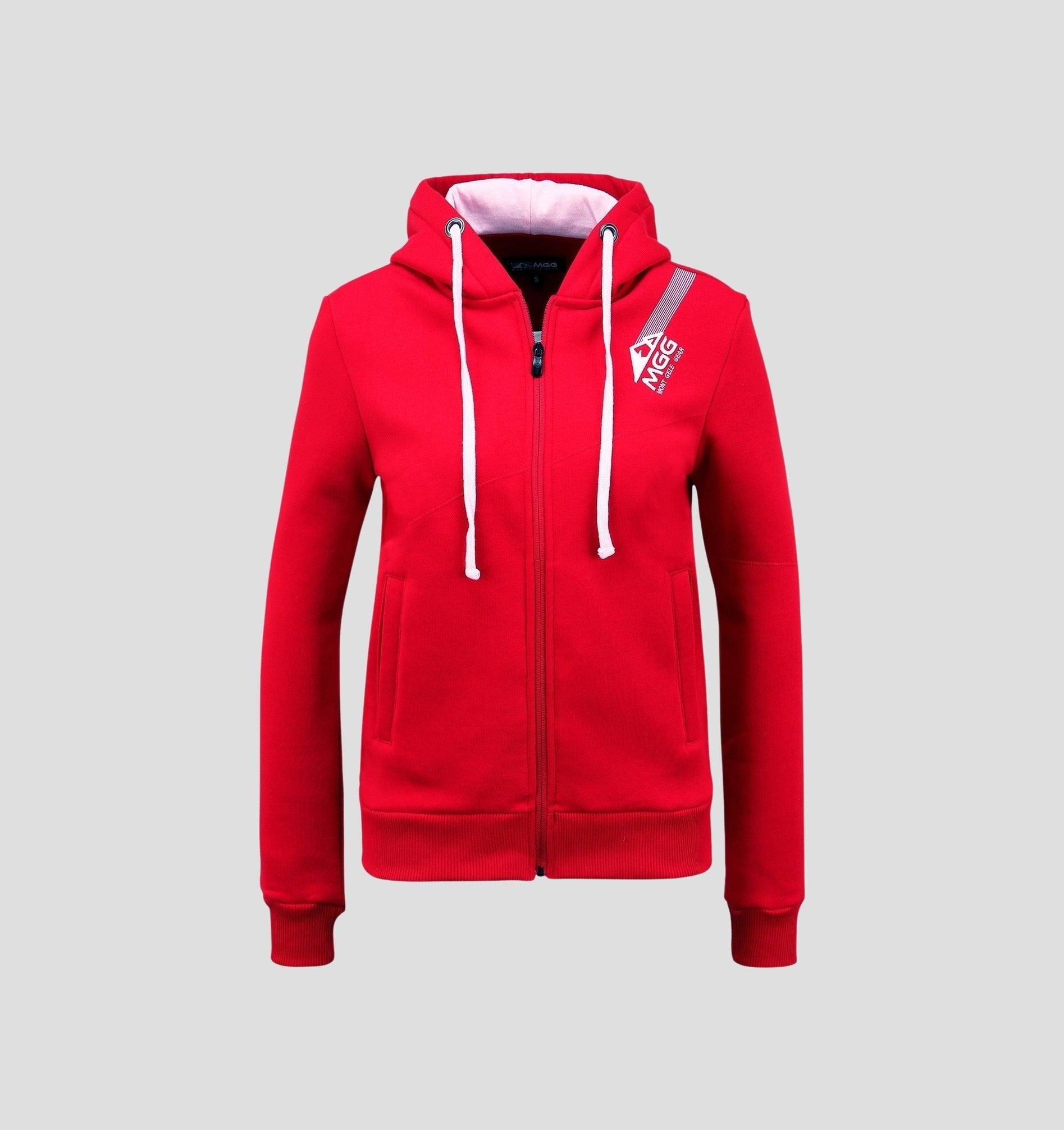 Cotton Zip Hoodie - Scarlet Red / M